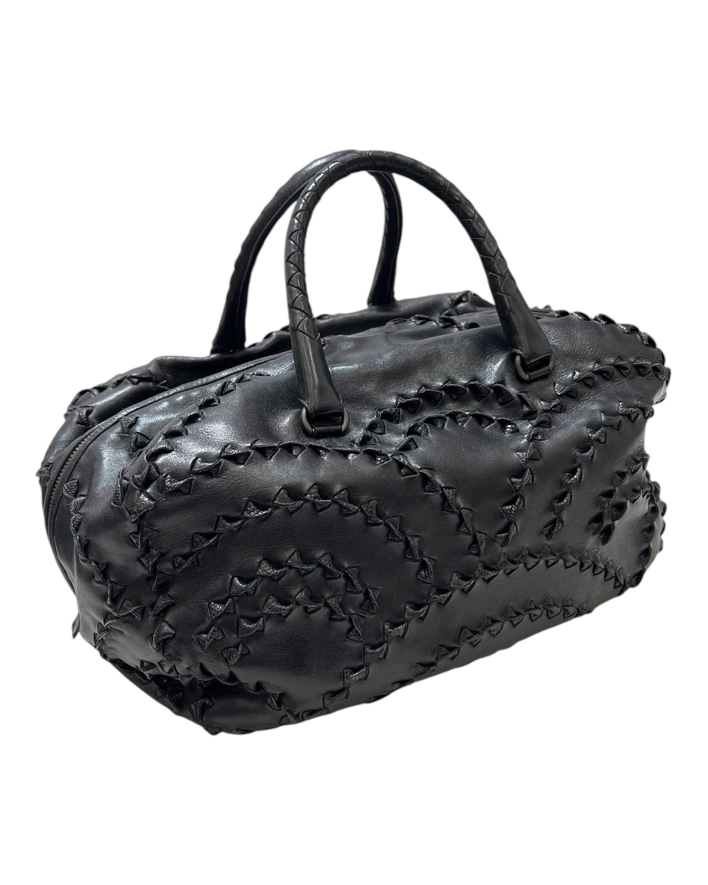 Vintage 2009 Bottega Veneta Karung Woven Black Leather Bag