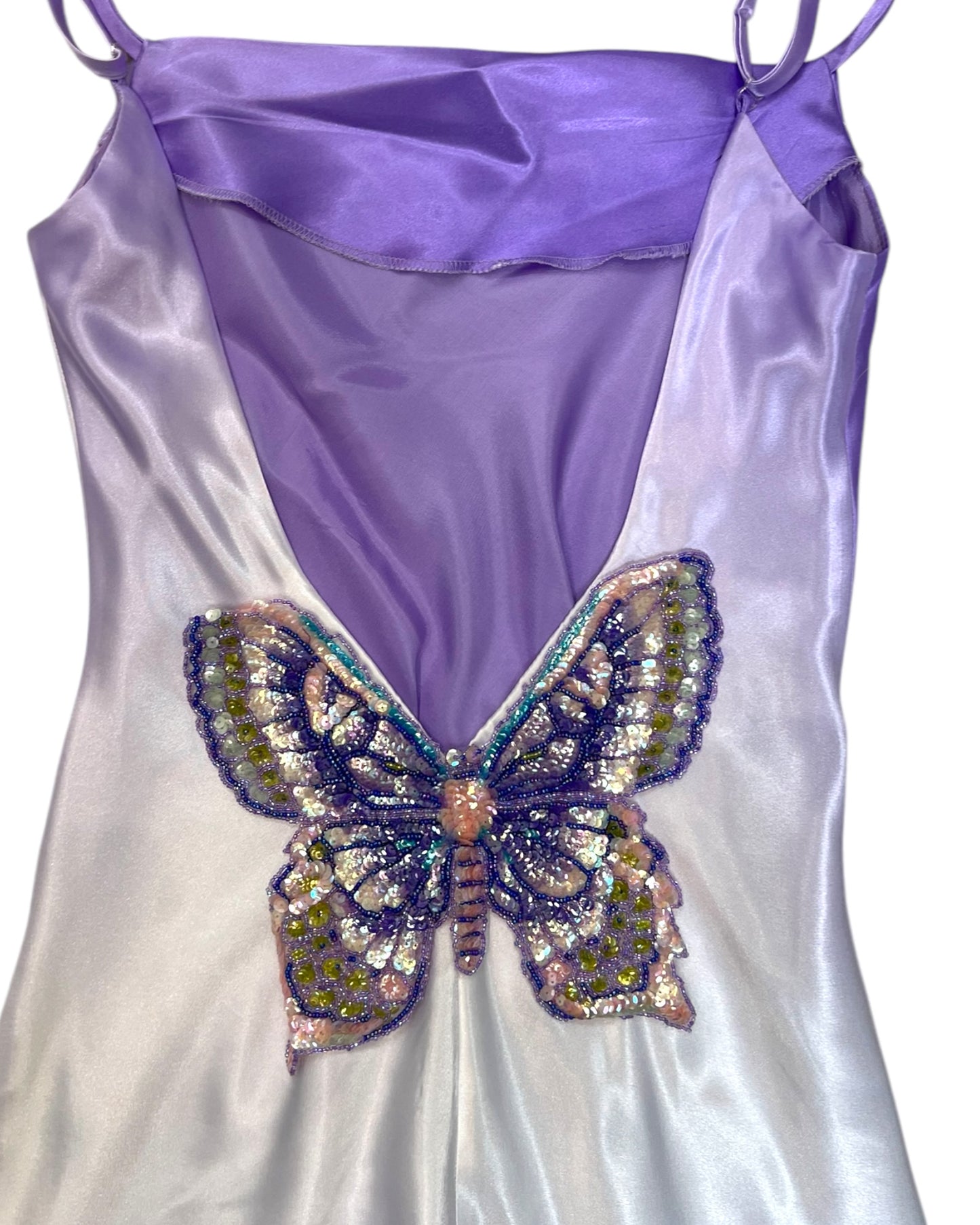 Vintage Embellished Butterfly Backless Purple Mini Dress