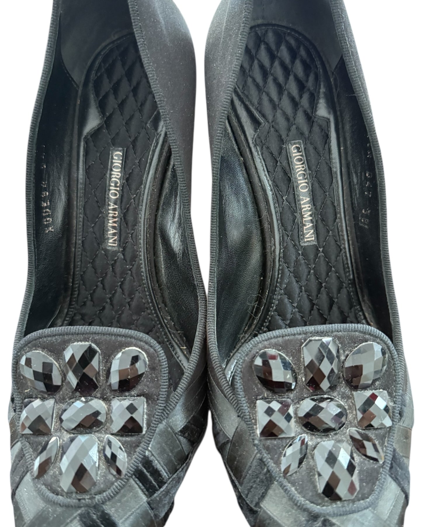 Vintage Giorgio Armani Embellished Satin Pumps