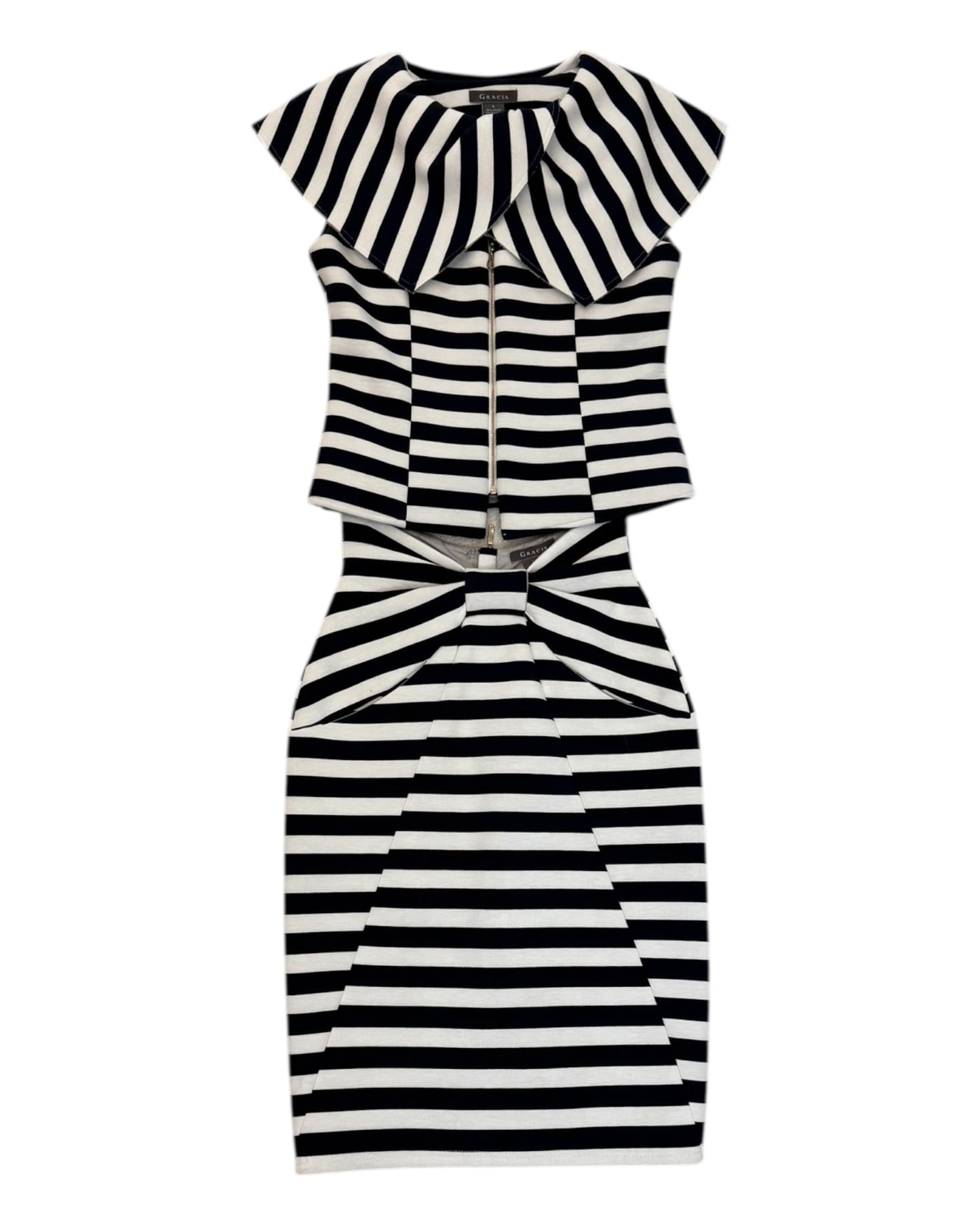 Vintage Navy and White Striped Skirt Set