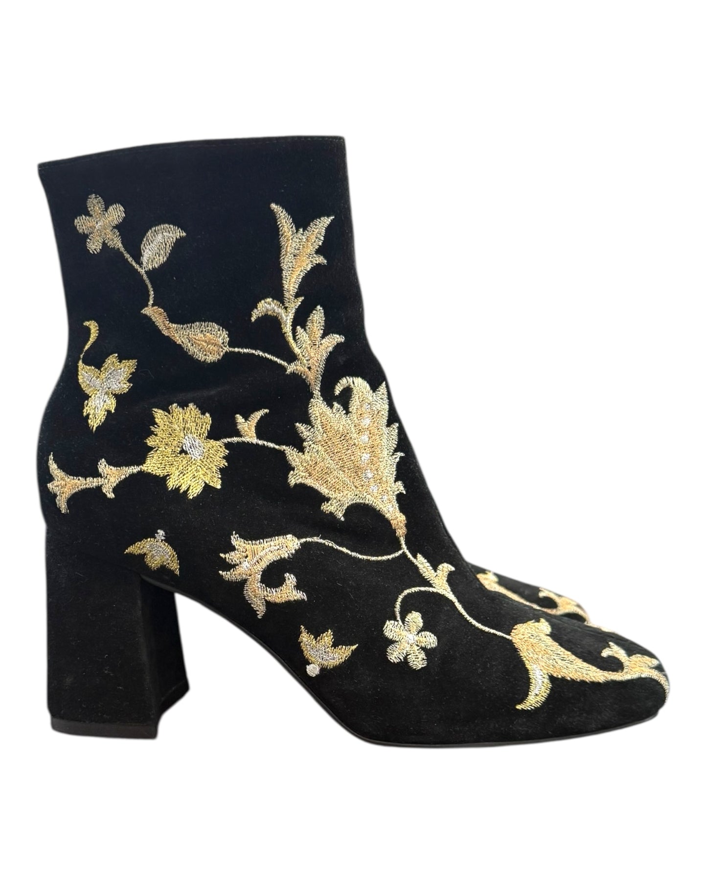Vintage Embroidered Black Booties
