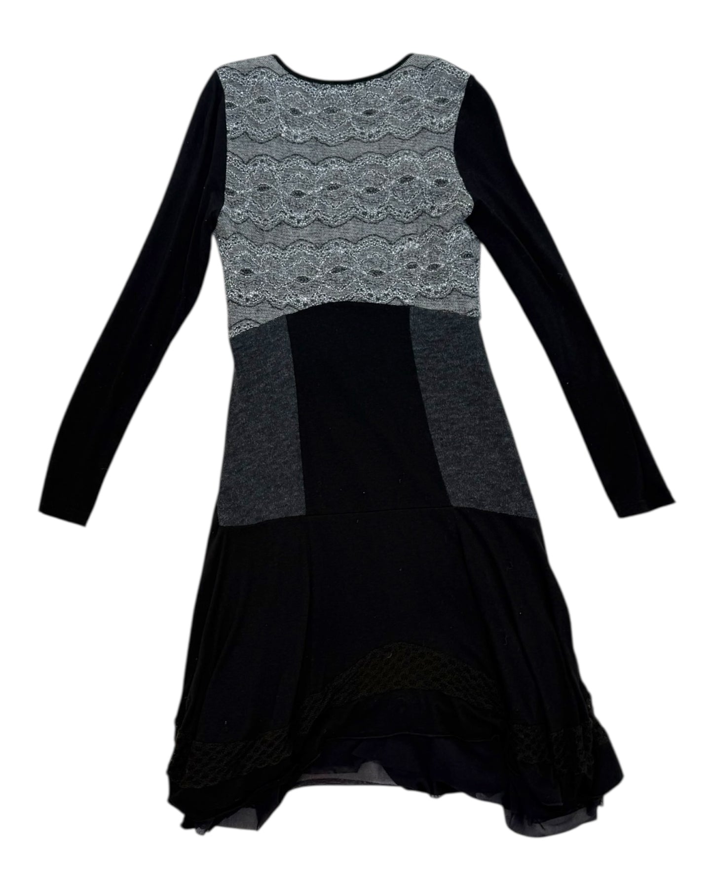 Vintage Black and Grey Knit Sweater Dress
