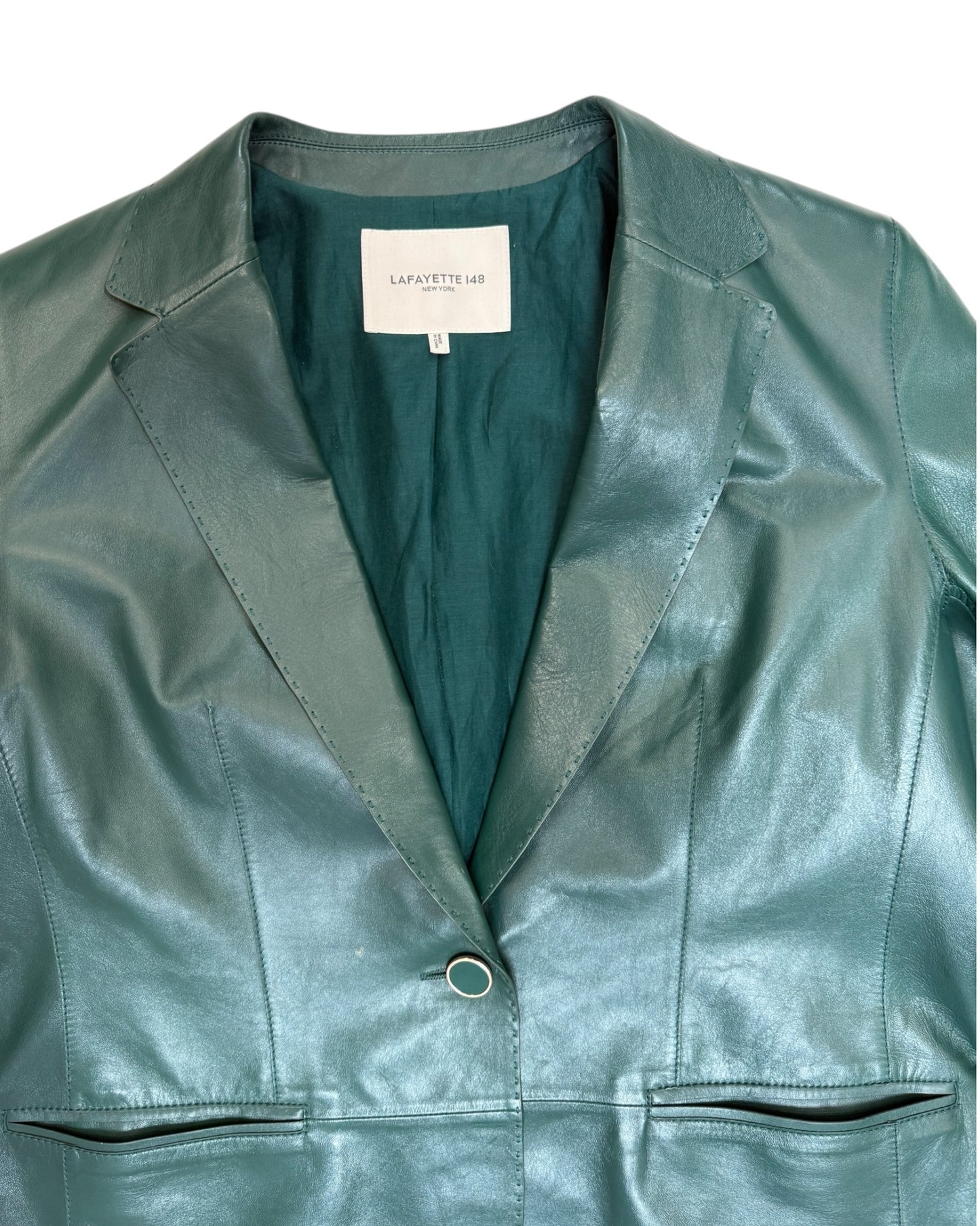 Pre-Loved Lafayette 148 Green Leather Jacket