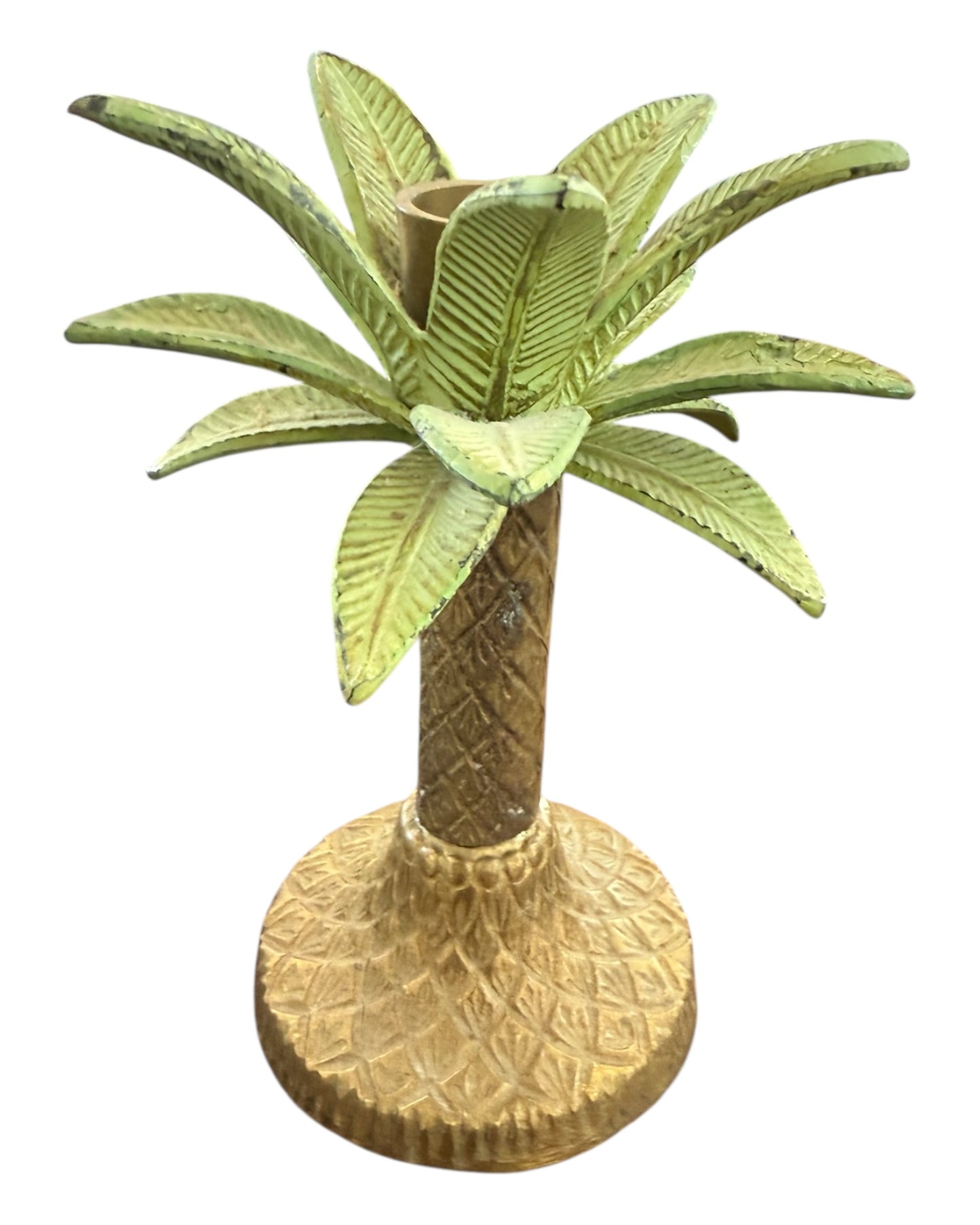 Vintage Brass Palm Tree Candlestick