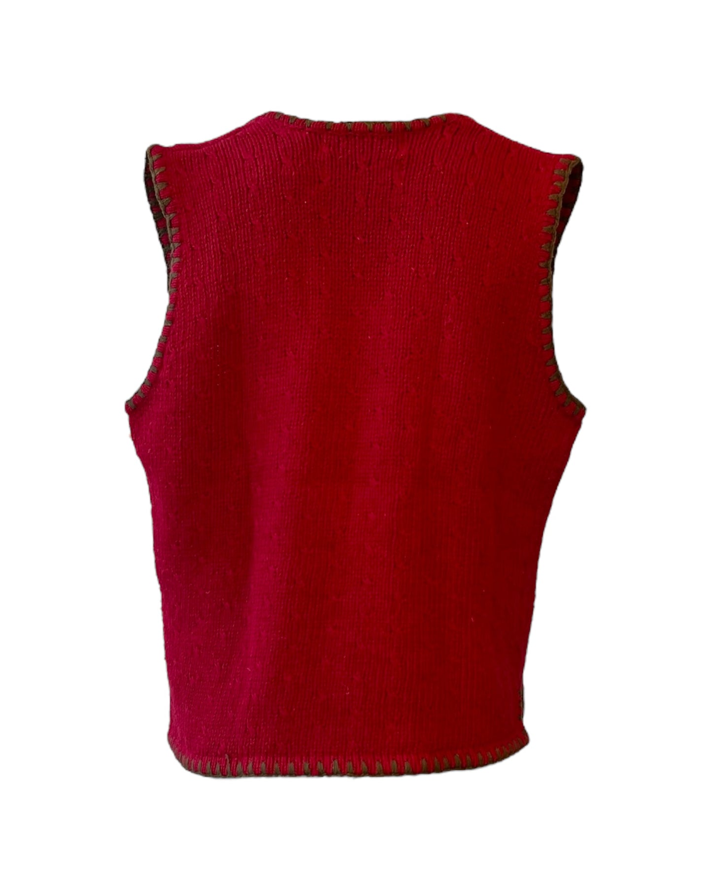 Vintage Hand Embroidered Red Sweater Vest