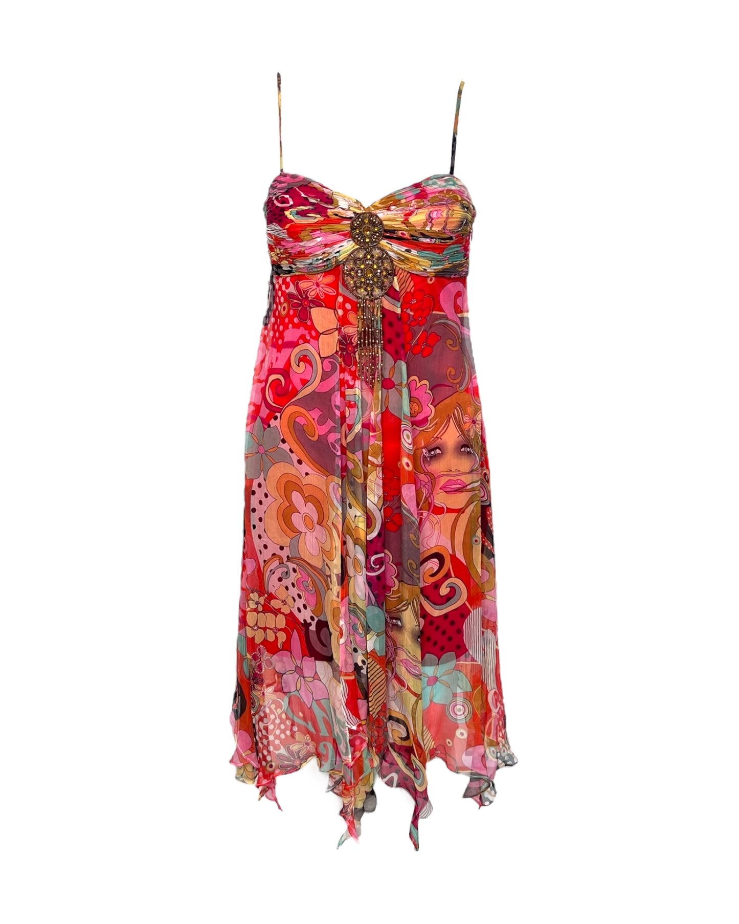 Vintage Sue Wong Silk Handkerchief Anime Dress