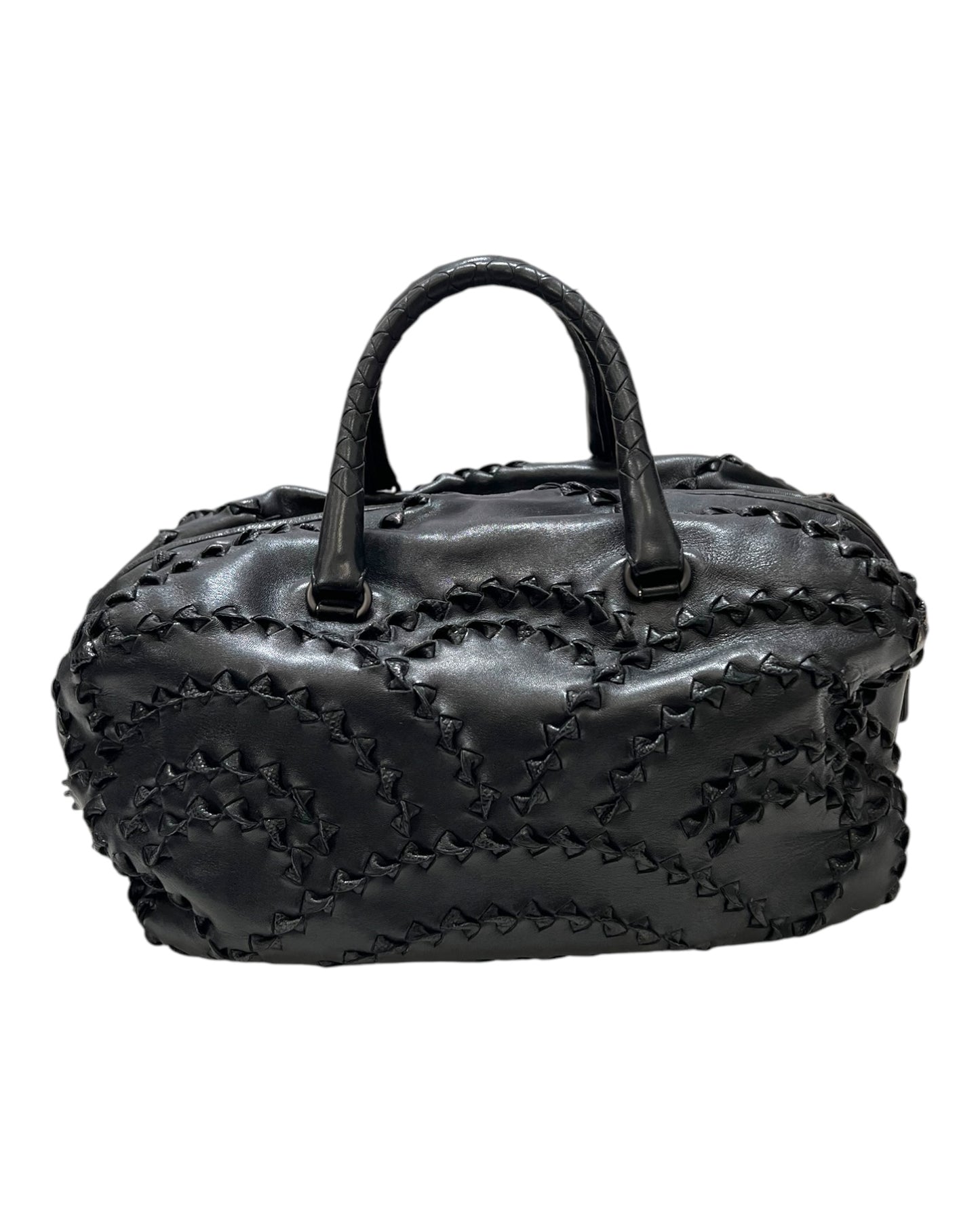 Vintage 2009 Bottega Veneta Karung Woven Black Leather Bag