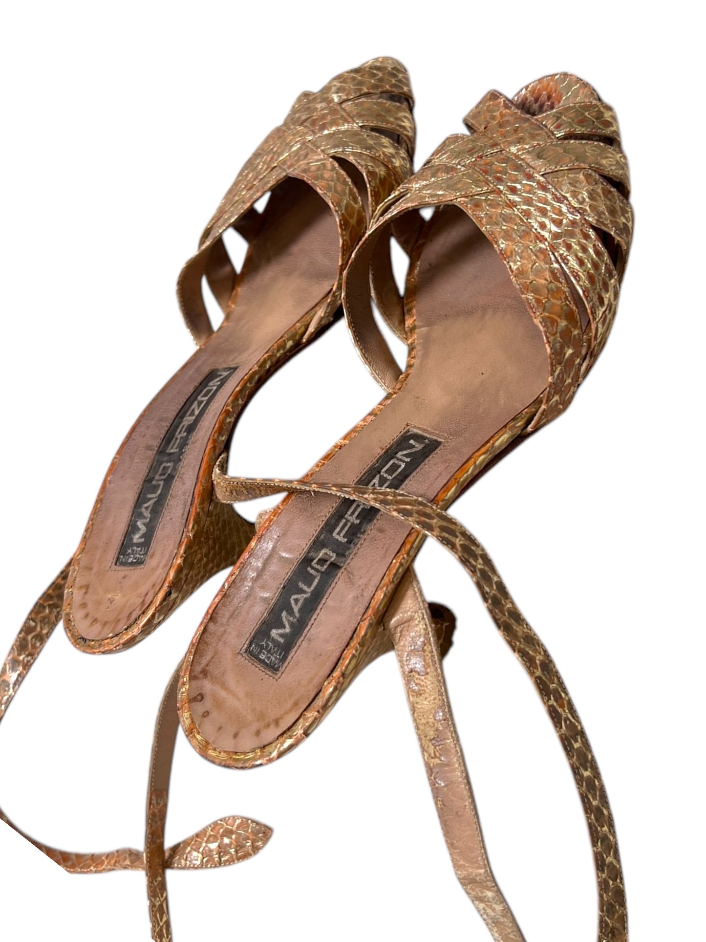Vintage Maud Frizon Snake Skin Strappy Heels