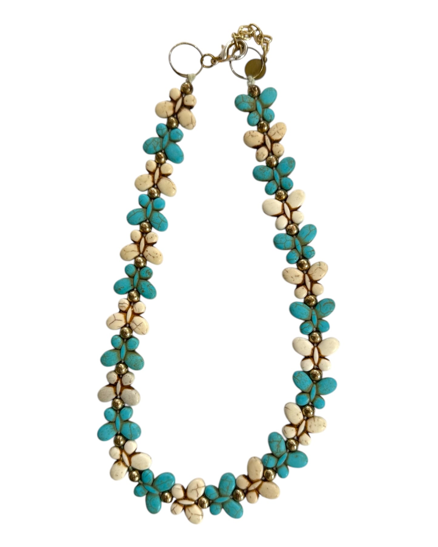 Vintage Viktoria Hayman Turquoise and White Butterfly Necklace