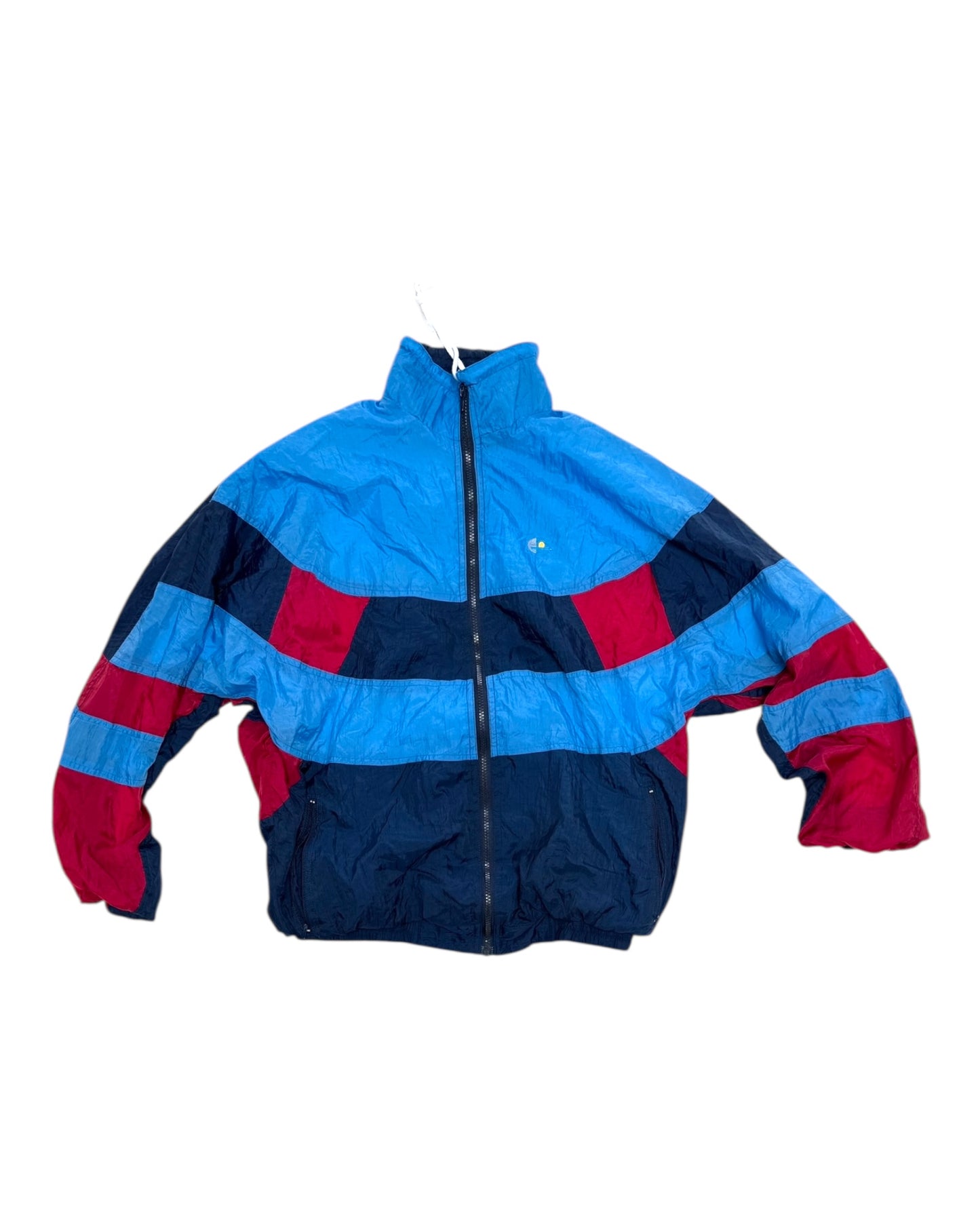 Vintage 1990s Navy Blue, Blue, and Red Windbreaker Jacket