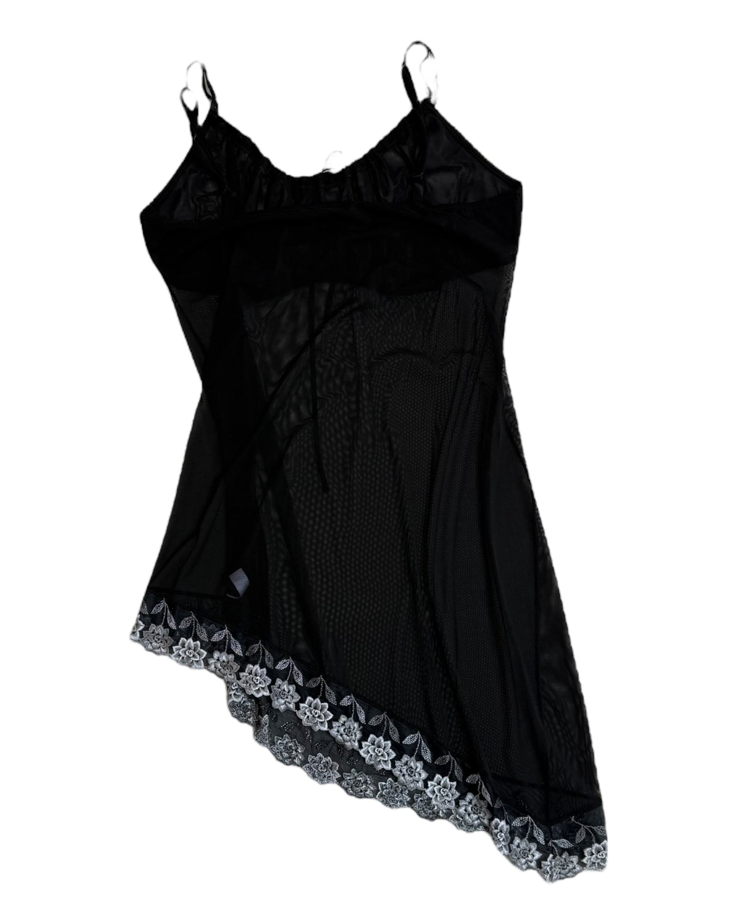 Vintage Sheer Black Asymmetrical Lingerie Dress
