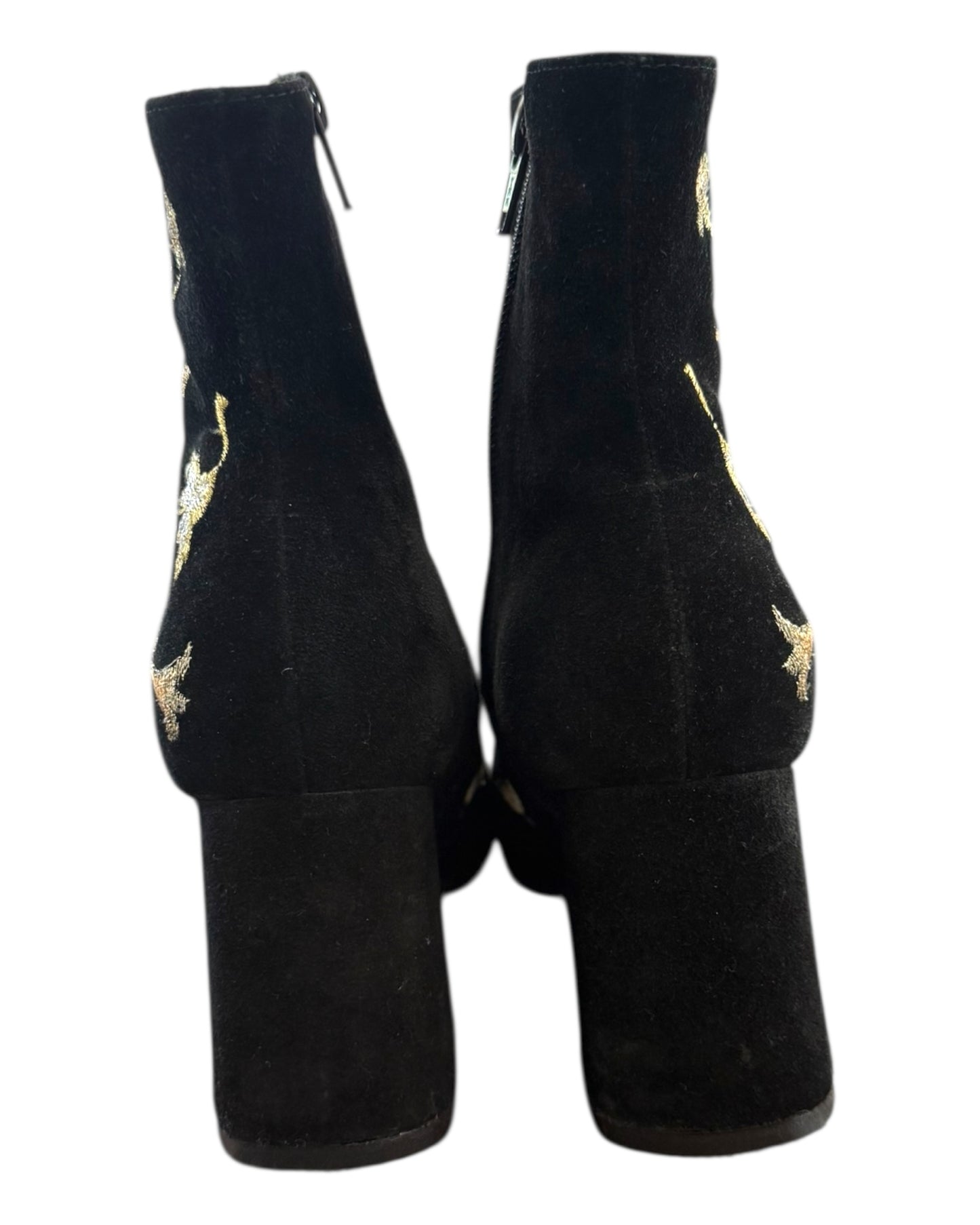 Vintage Embroidered Black Booties