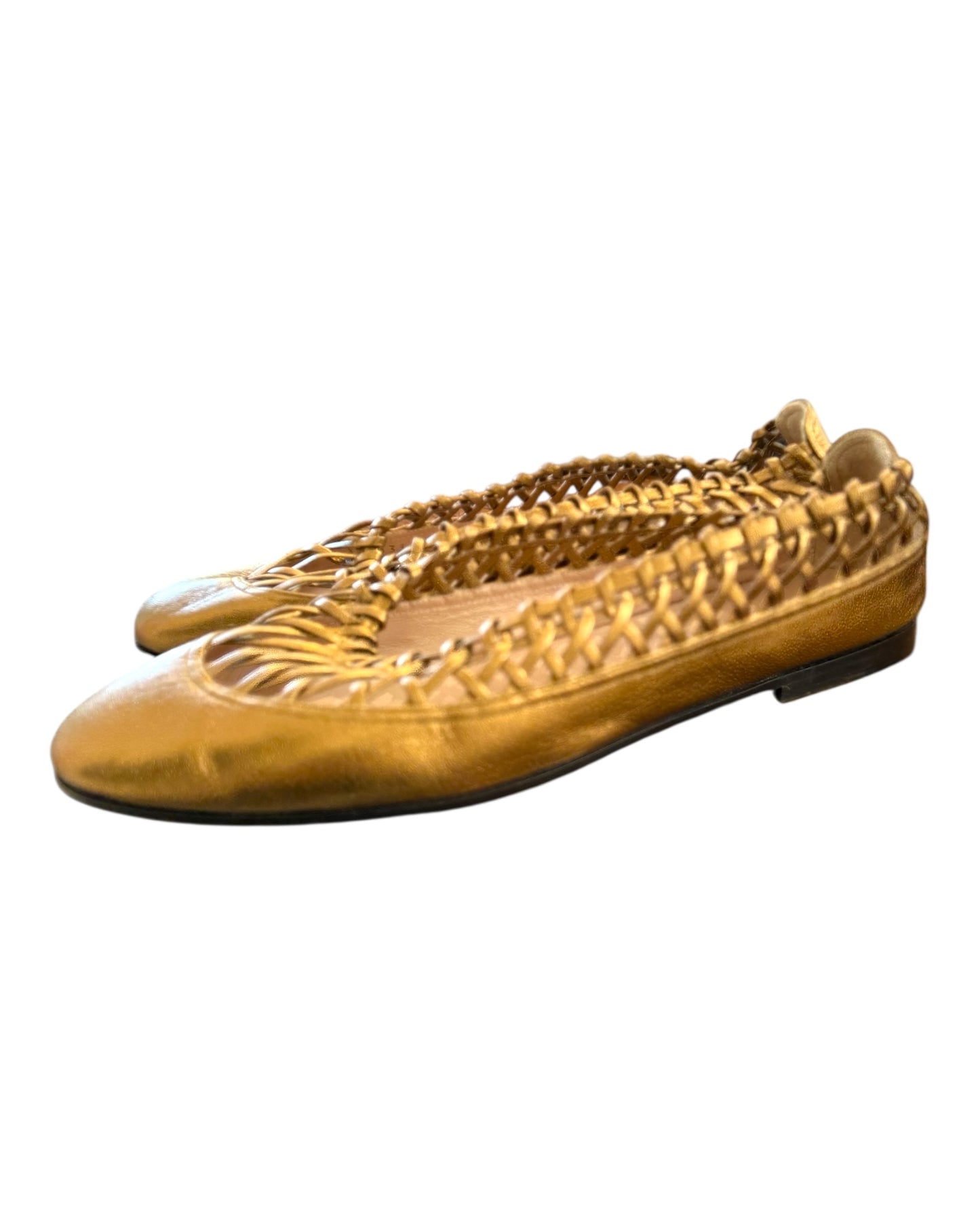 Pre-Loved Giorgio Armani Gold Ballet Flats