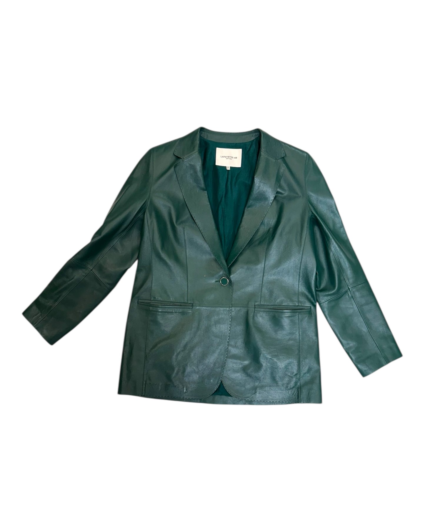 Pre-Loved Lafayette 148 Green Leather Jacket