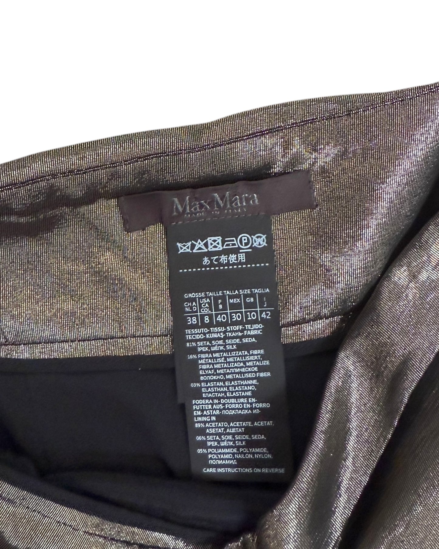 Pre-Loved Max Mara Metallic Gold Wide-Leg Pants