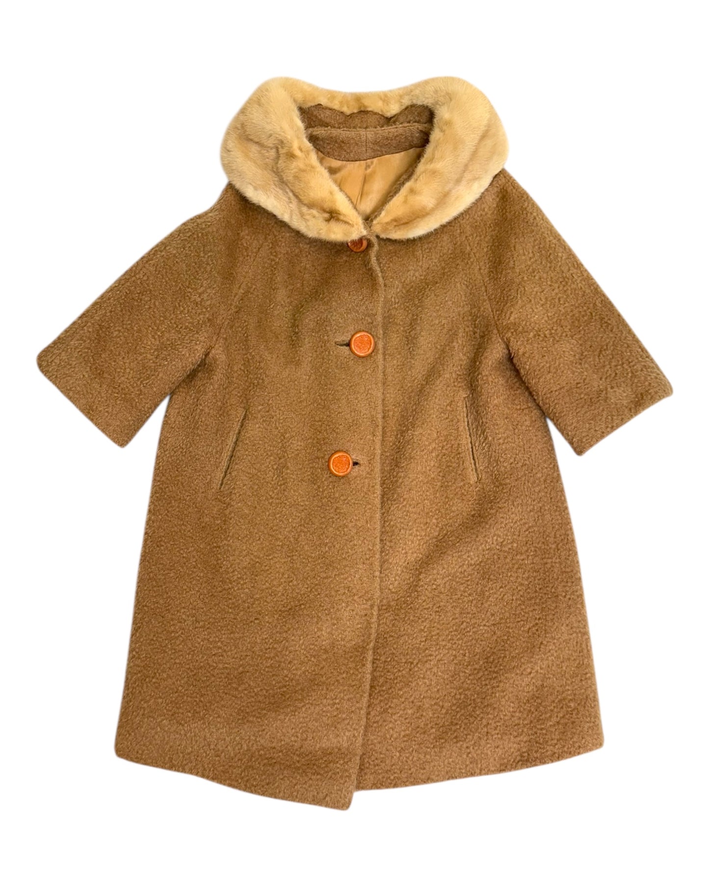 Vintage Wool Coat with Fur Collar