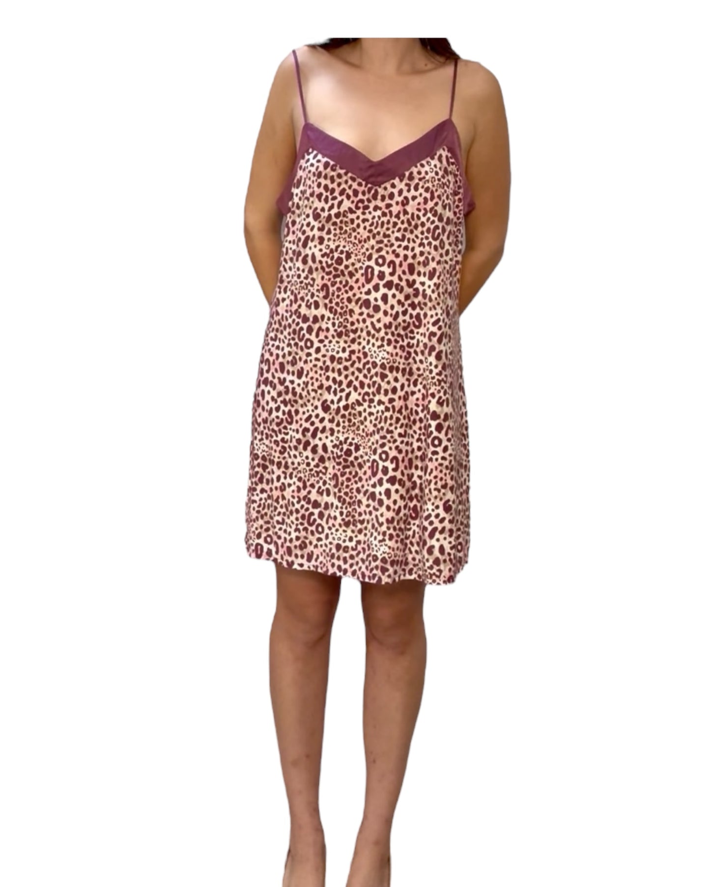 Vintage Purple Leopard Print Mini Slip Dress