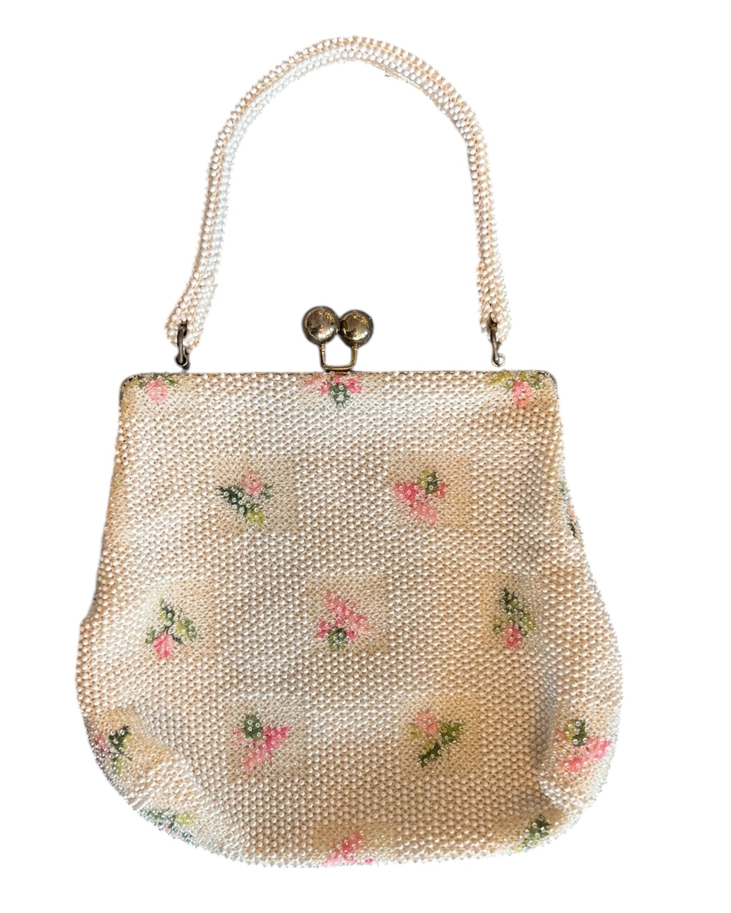 Vintage 1950s Lumured Beaded Petite Clasp Bag