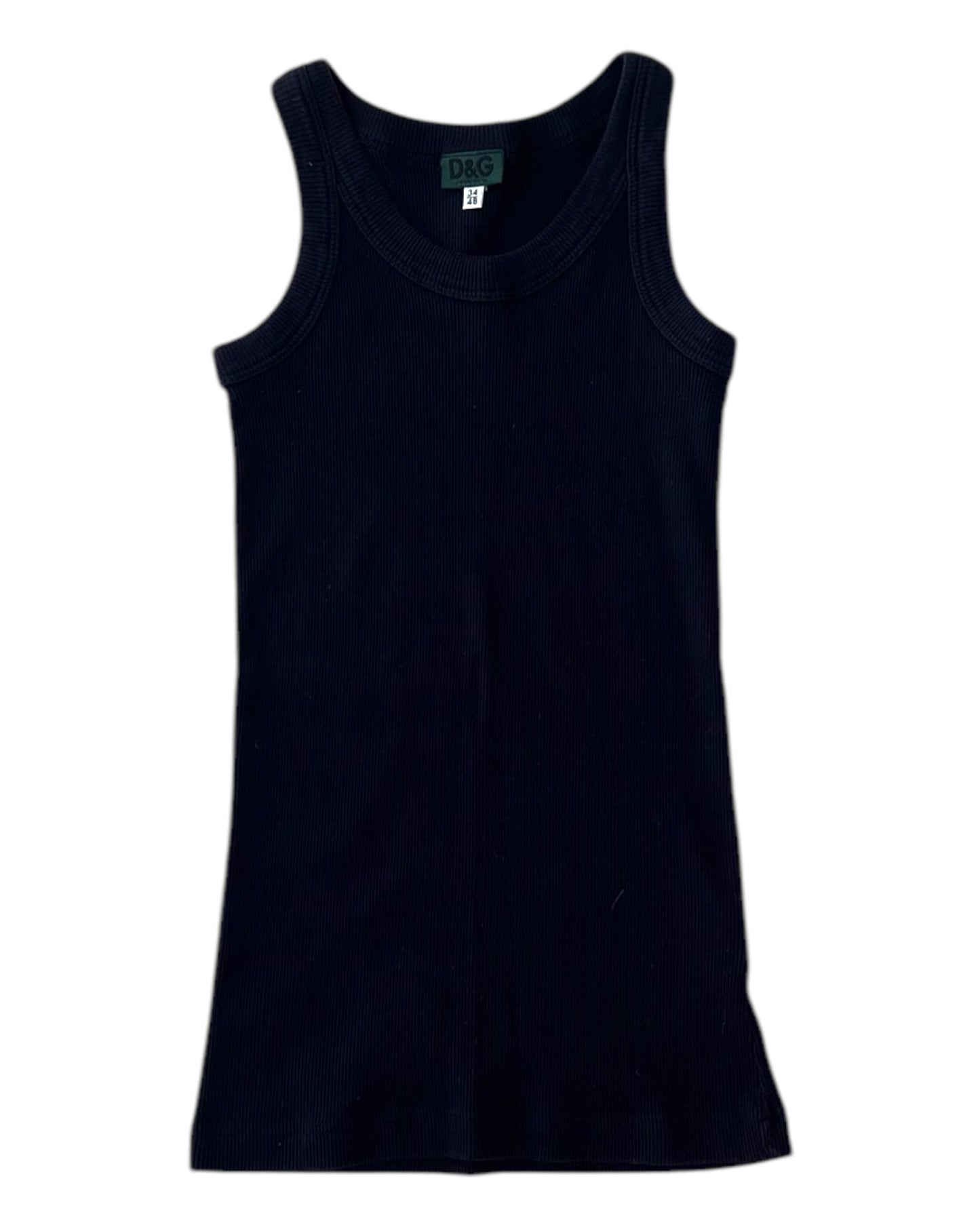 Vintage 1990s D&G Navy Blue Logo Ribbed Tank Top