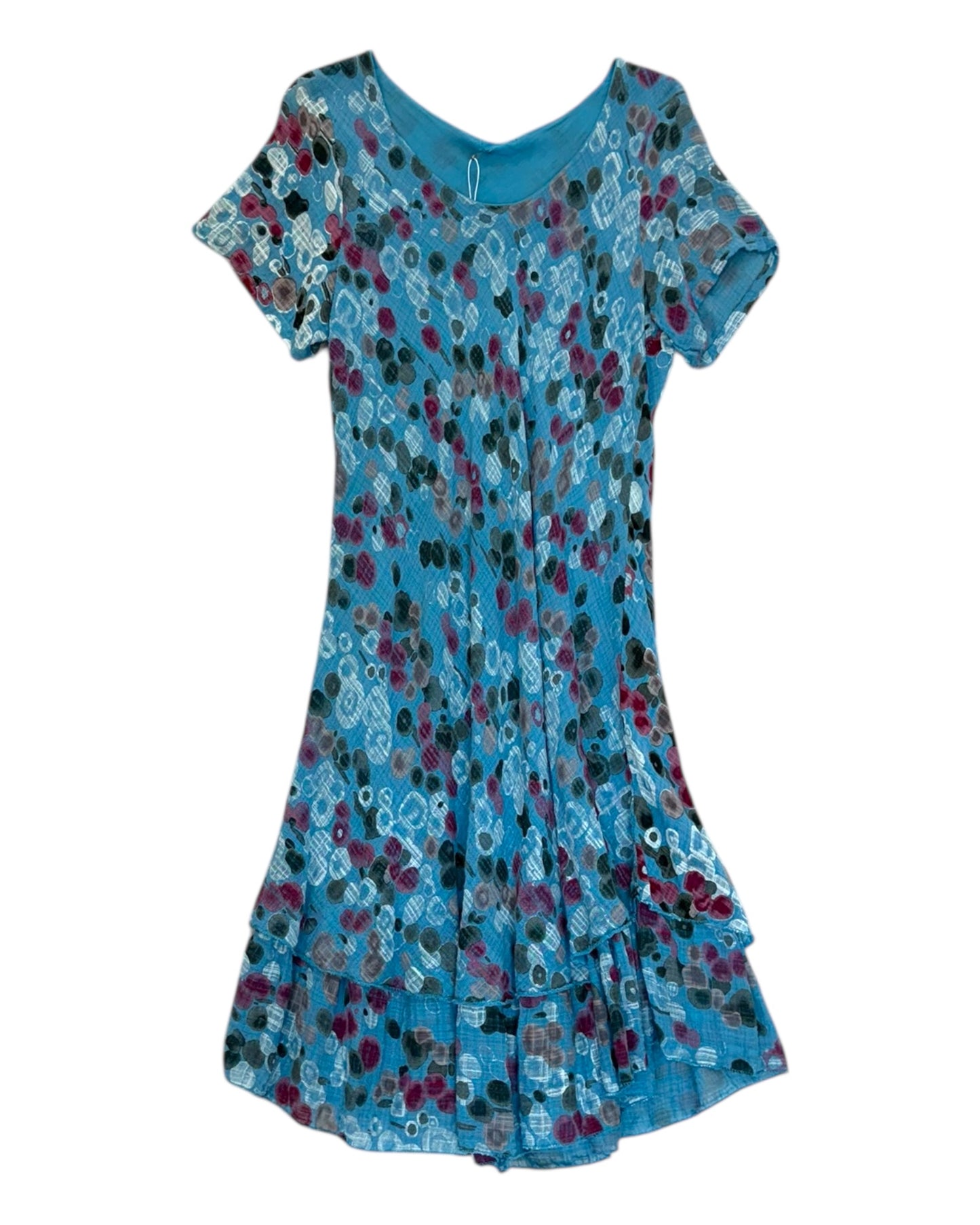 Vintage Blue and Pink Midi Dress