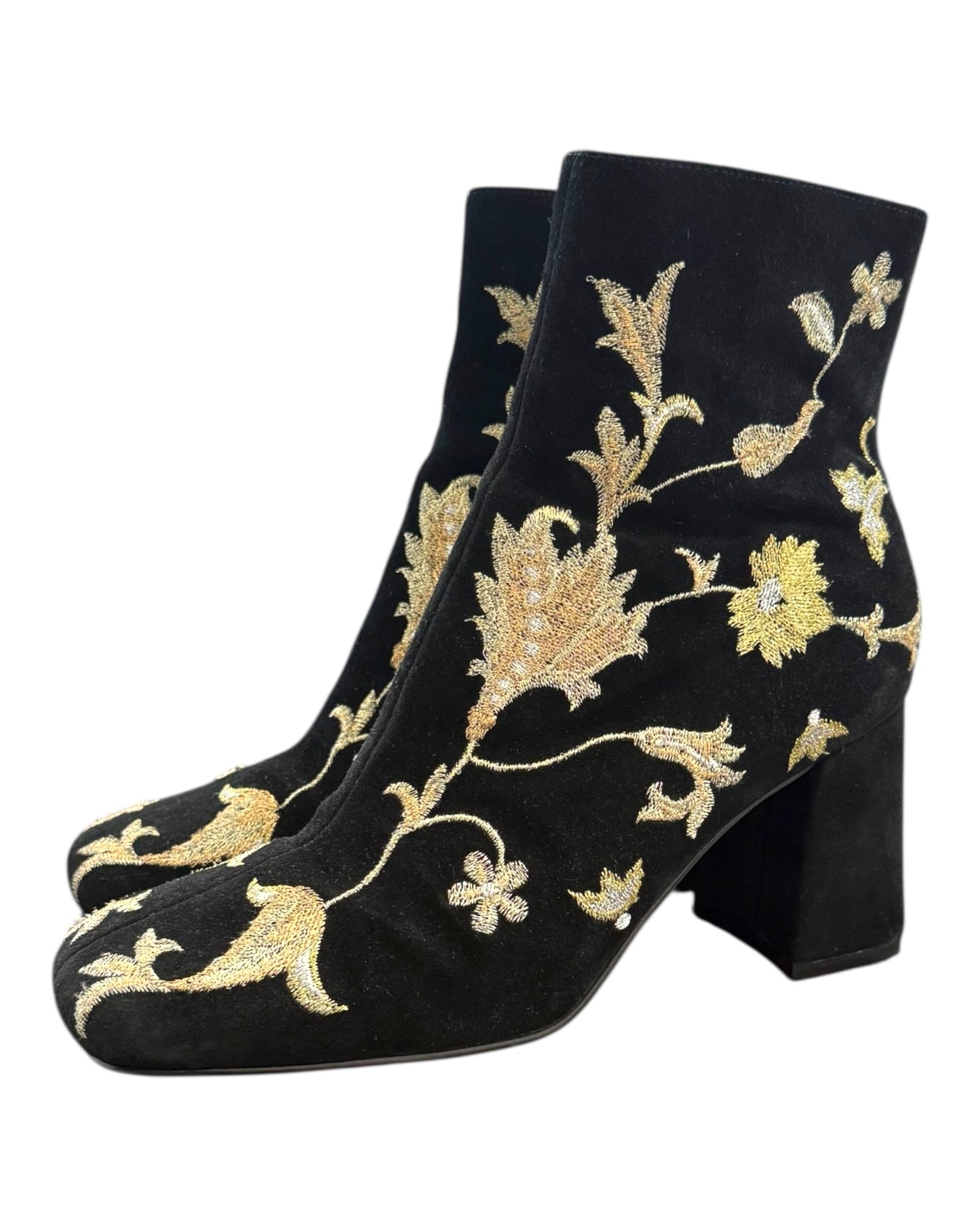 Vintage Embroidered Black Booties