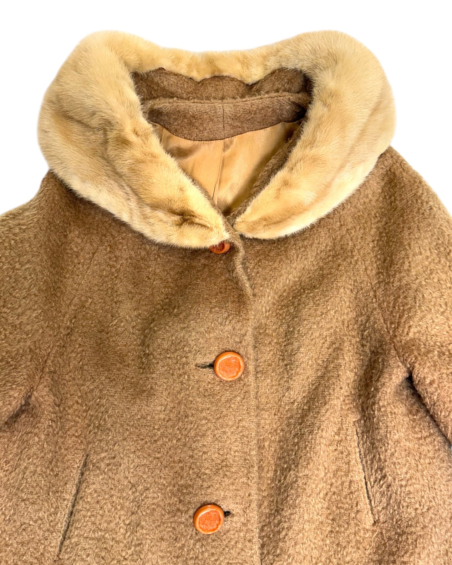 Vintage Wool Coat with Fur Collar