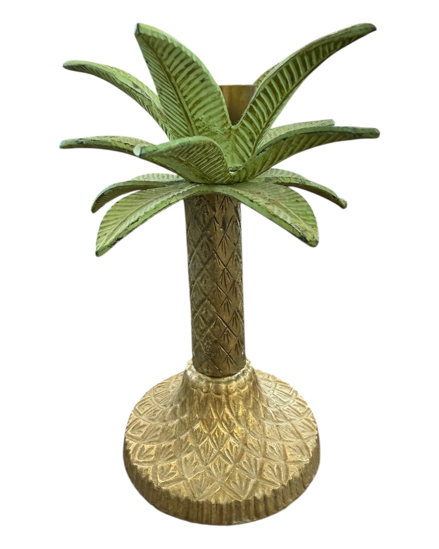 Vintage Brass Palm Tree Candlestick