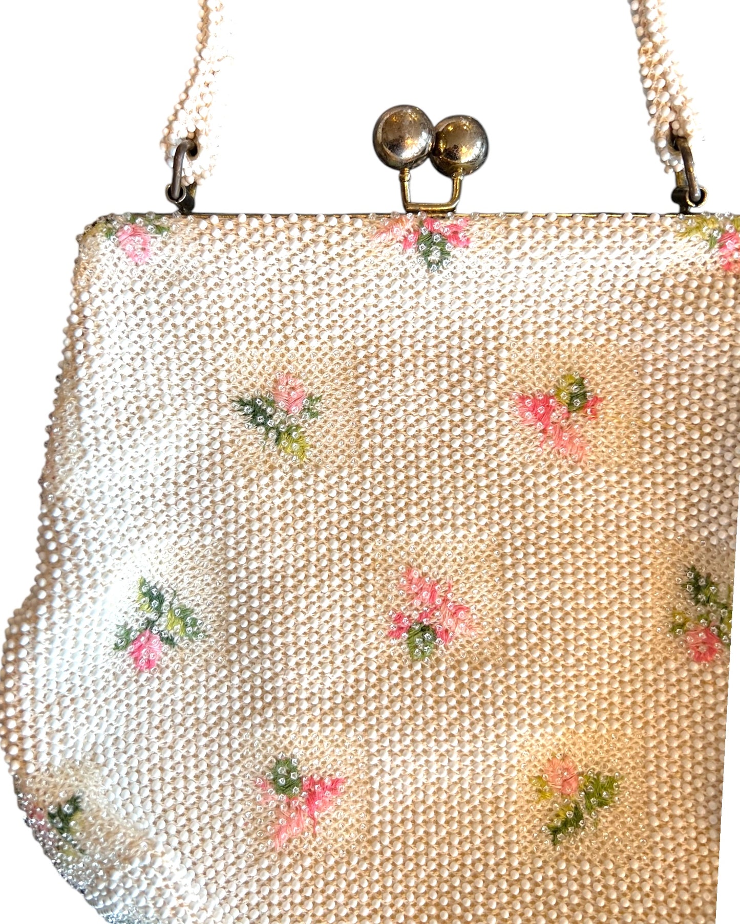 Vintage 1950s Lumured Beaded Petite Clasp Bag