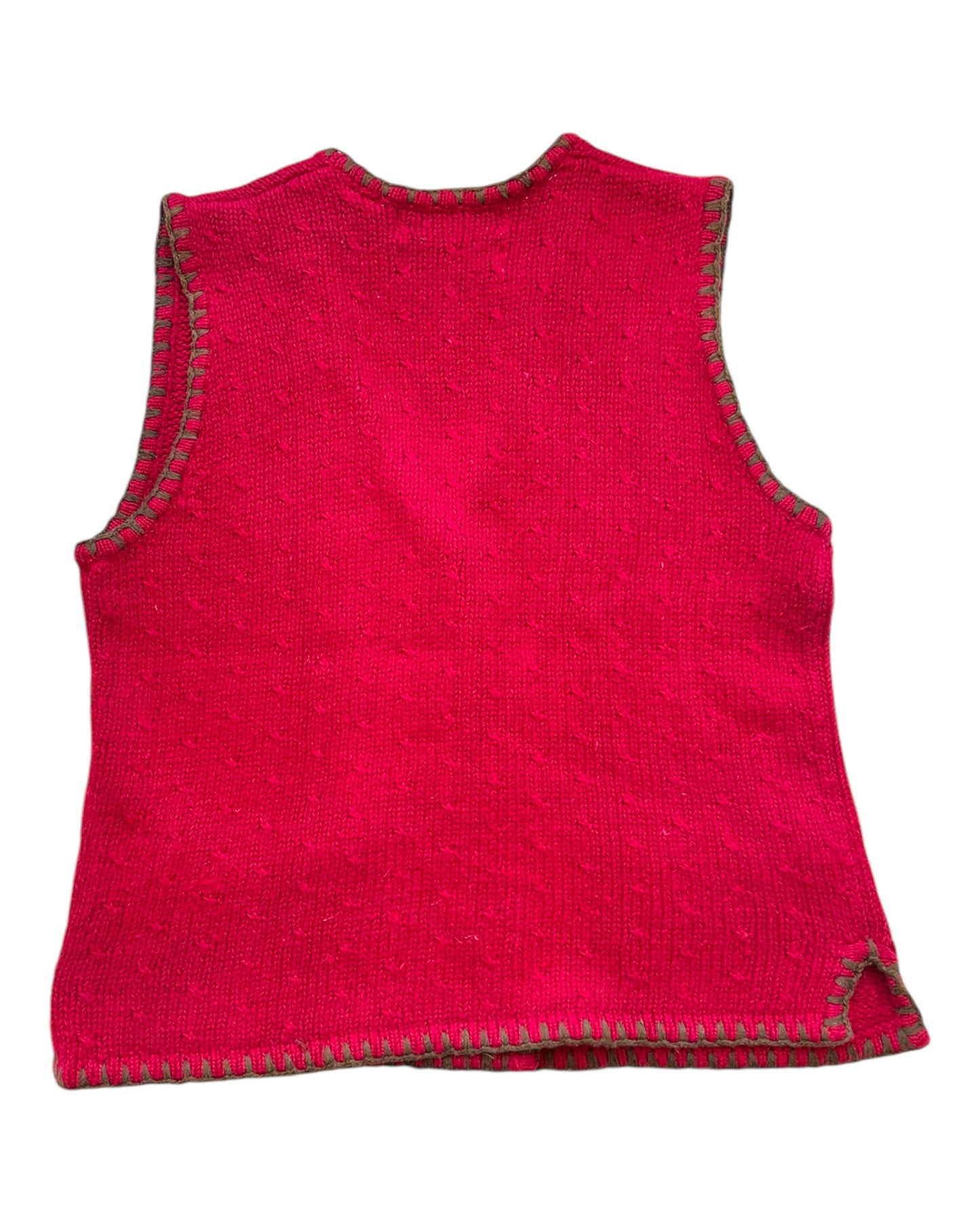 Vintage Hand Embroidered Red Sweater Vest