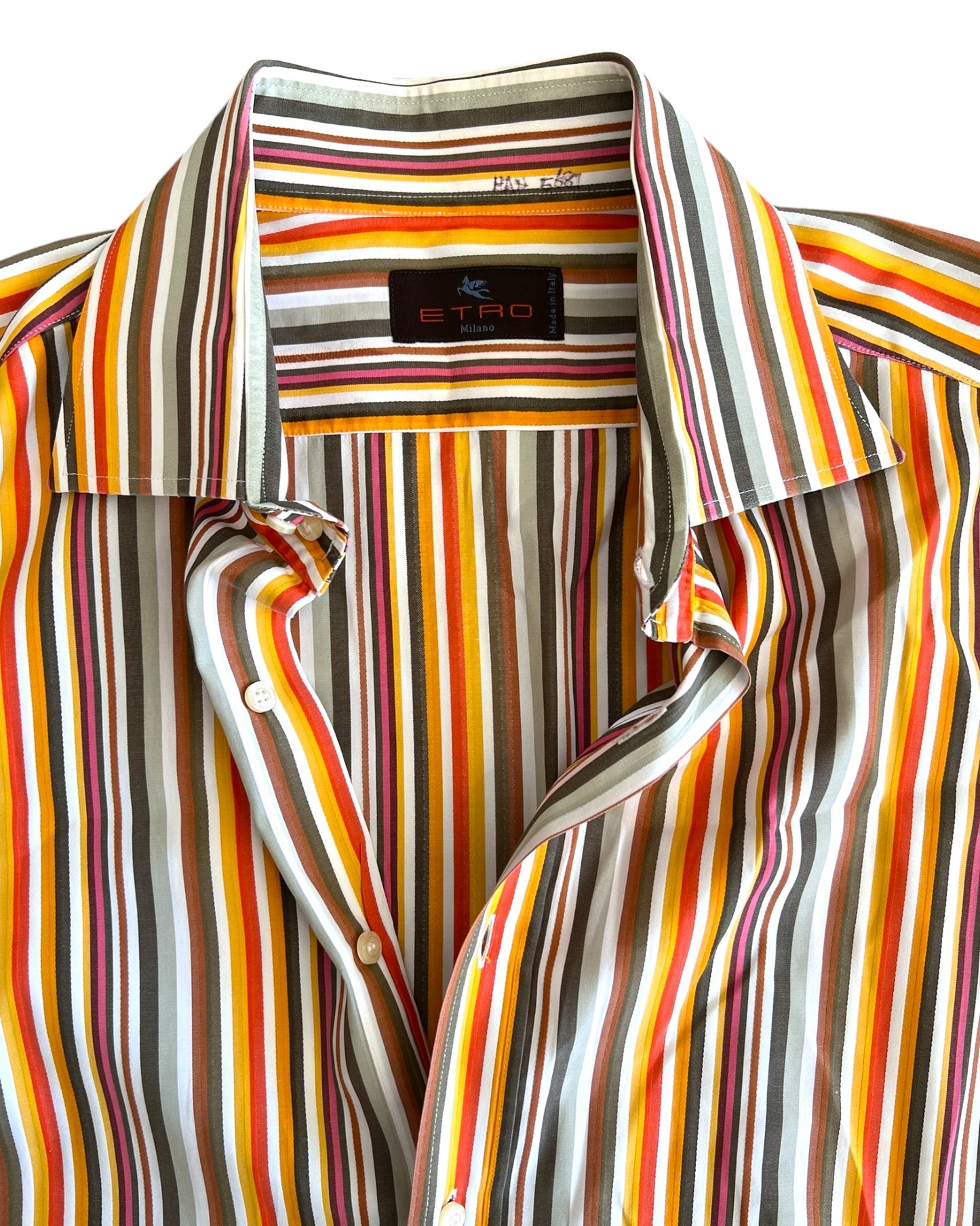 Vintage Etro Yellow and Green Striped Button-Up Top