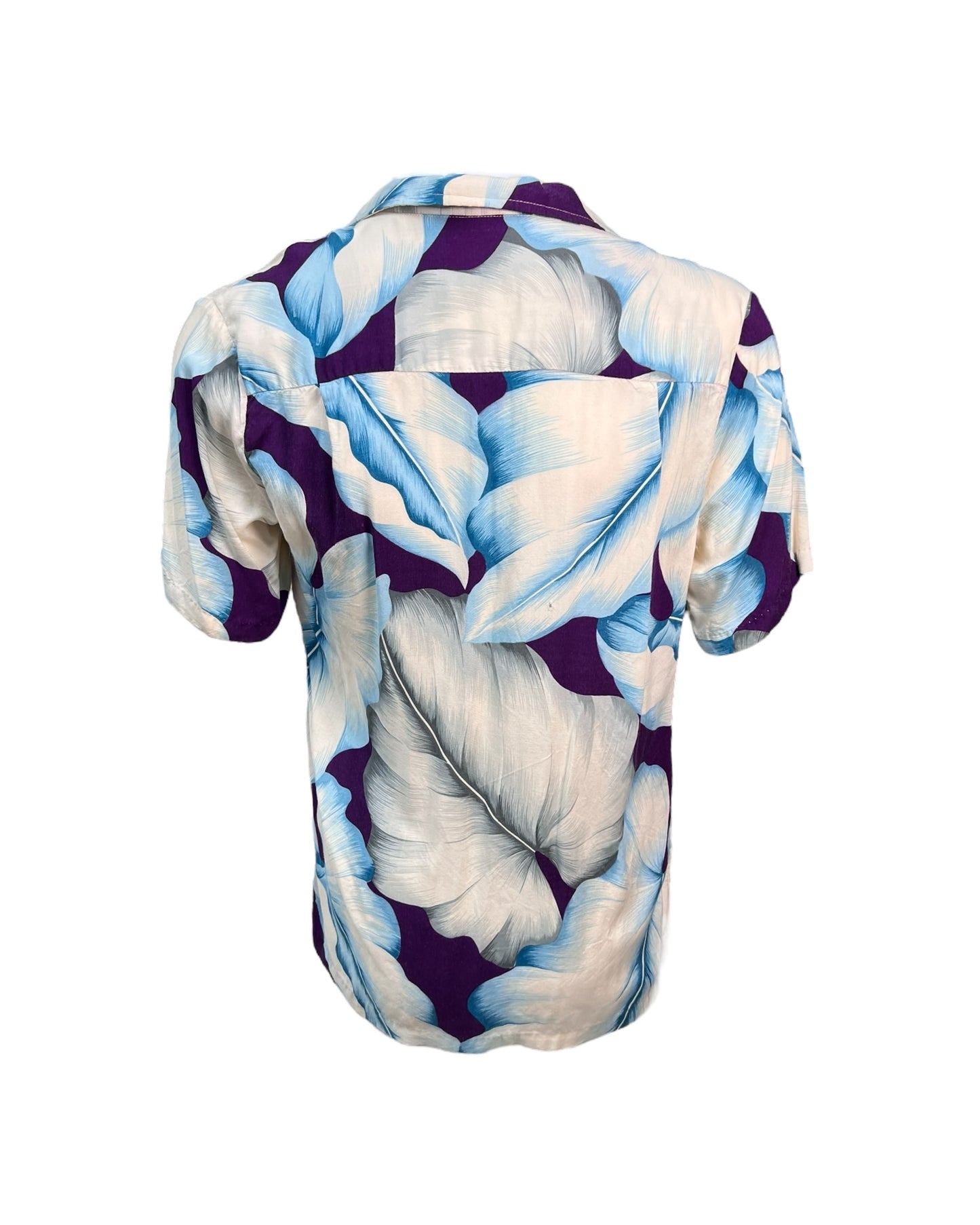Vintage Blue, Purple and Grey Hawaiian Top