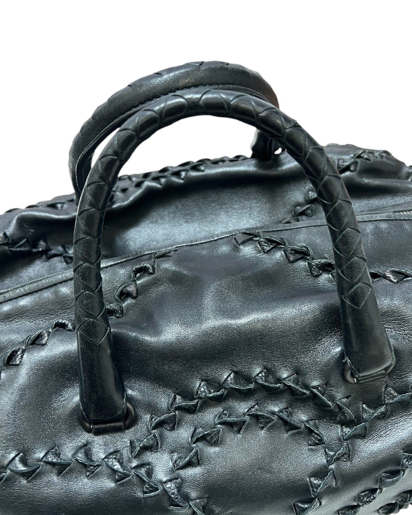 Vintage 2009 Bottega Veneta Karung Woven Black Leather Bag