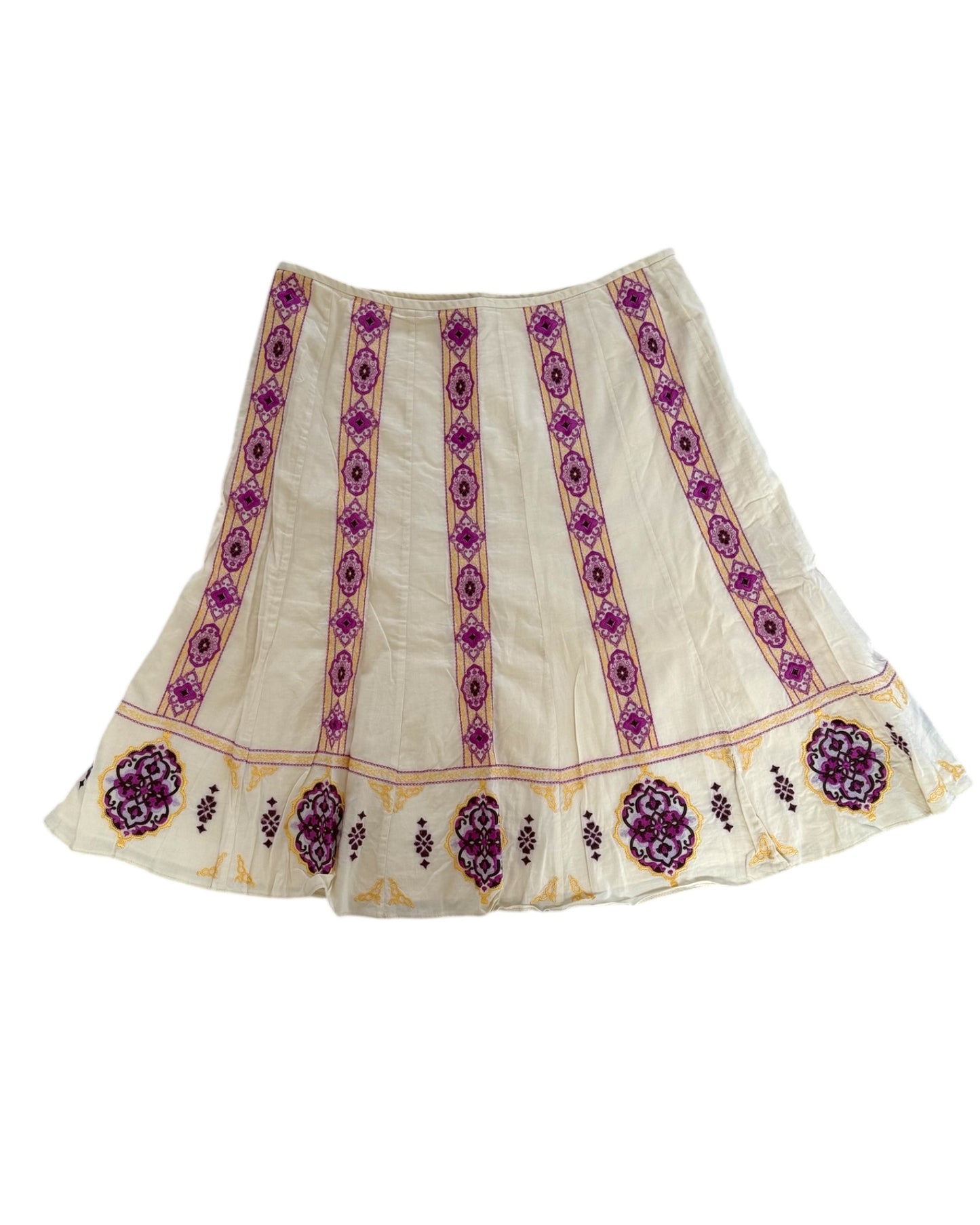 Vintage Ecru and Purple Medallion Skirt