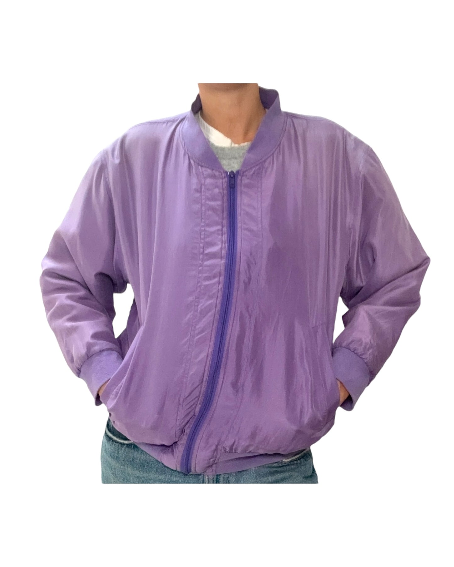 Vintage 1990s Love, Norma Jeane Purple Silk Bomber Jacket