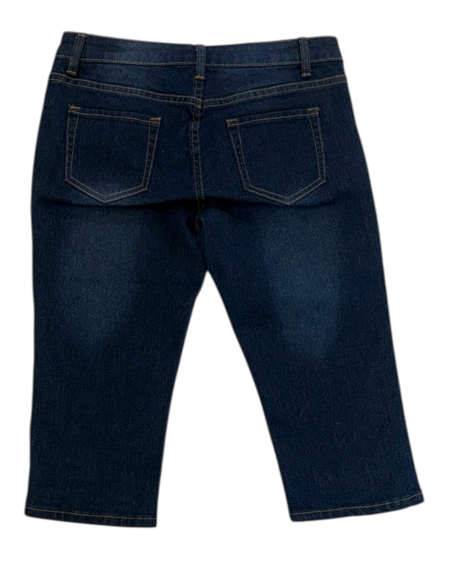 Vintage Dark-Wash Skinny Capri Shorts