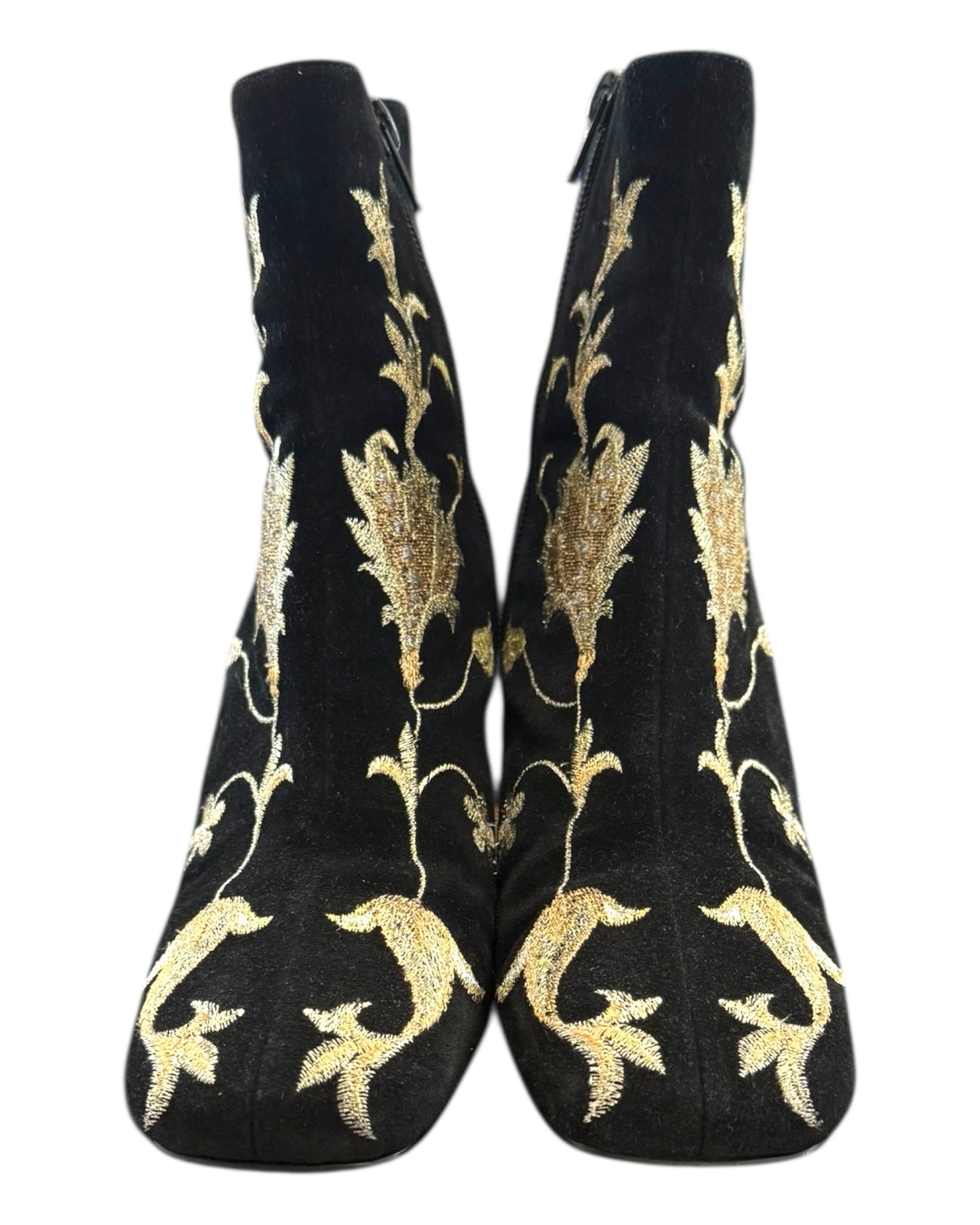 Vintage Embroidered Black Booties