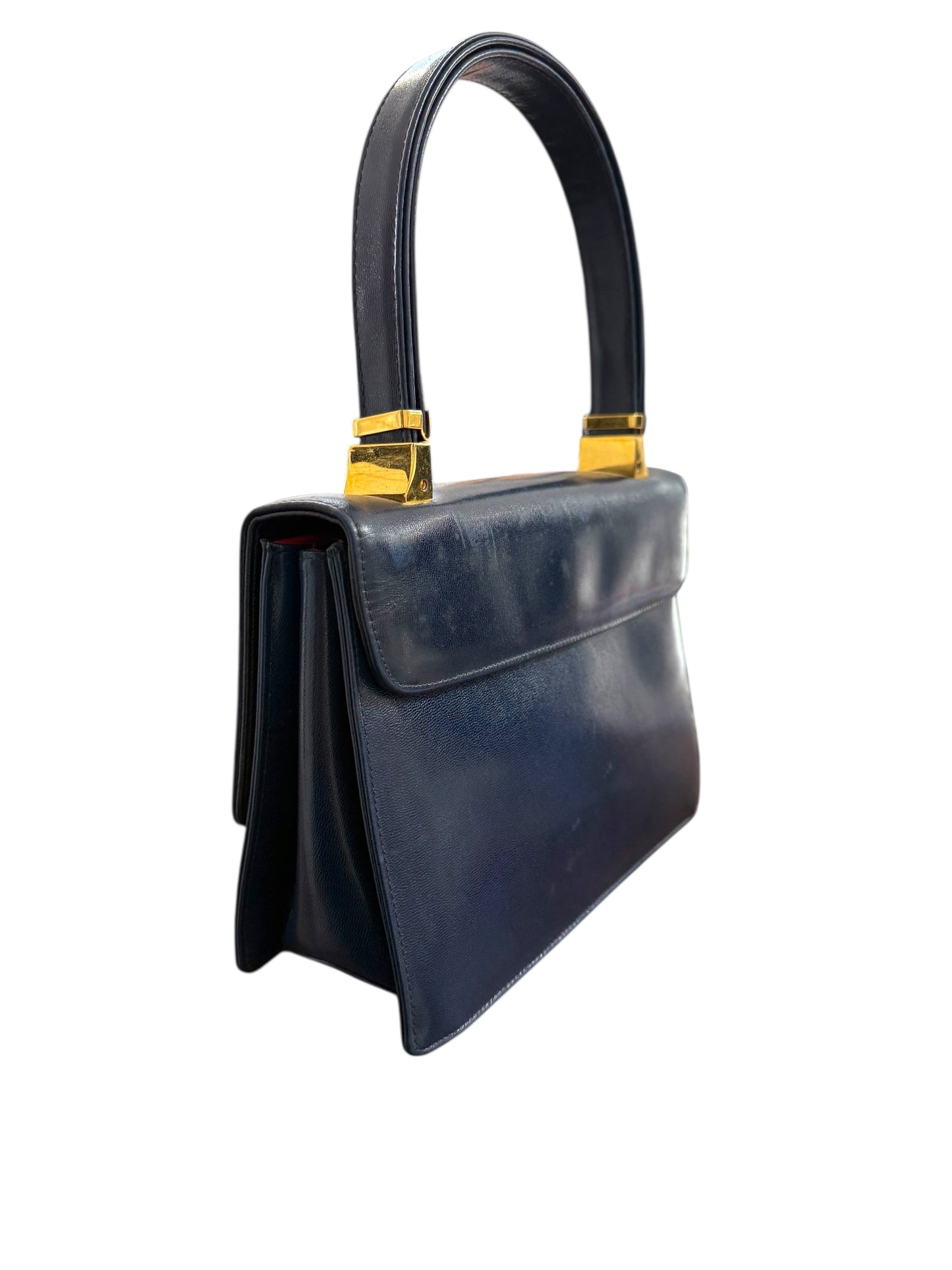 Vintage 1950s/1960s Blue Leather Bag with Coin Purse Attachment