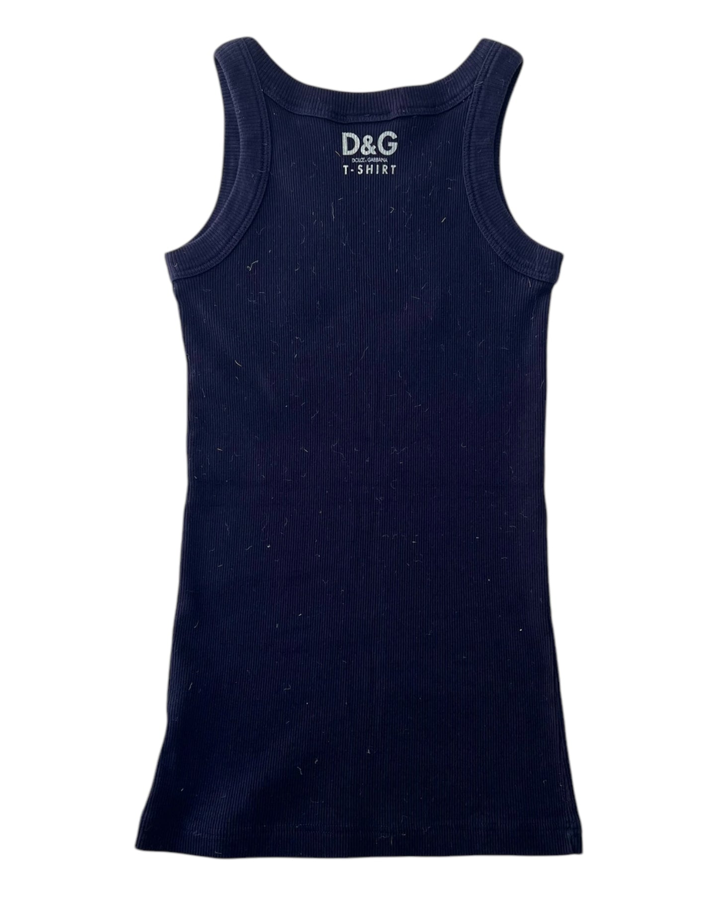 Vintage 1990s D&G Navy Blue Logo Ribbed Tank Top