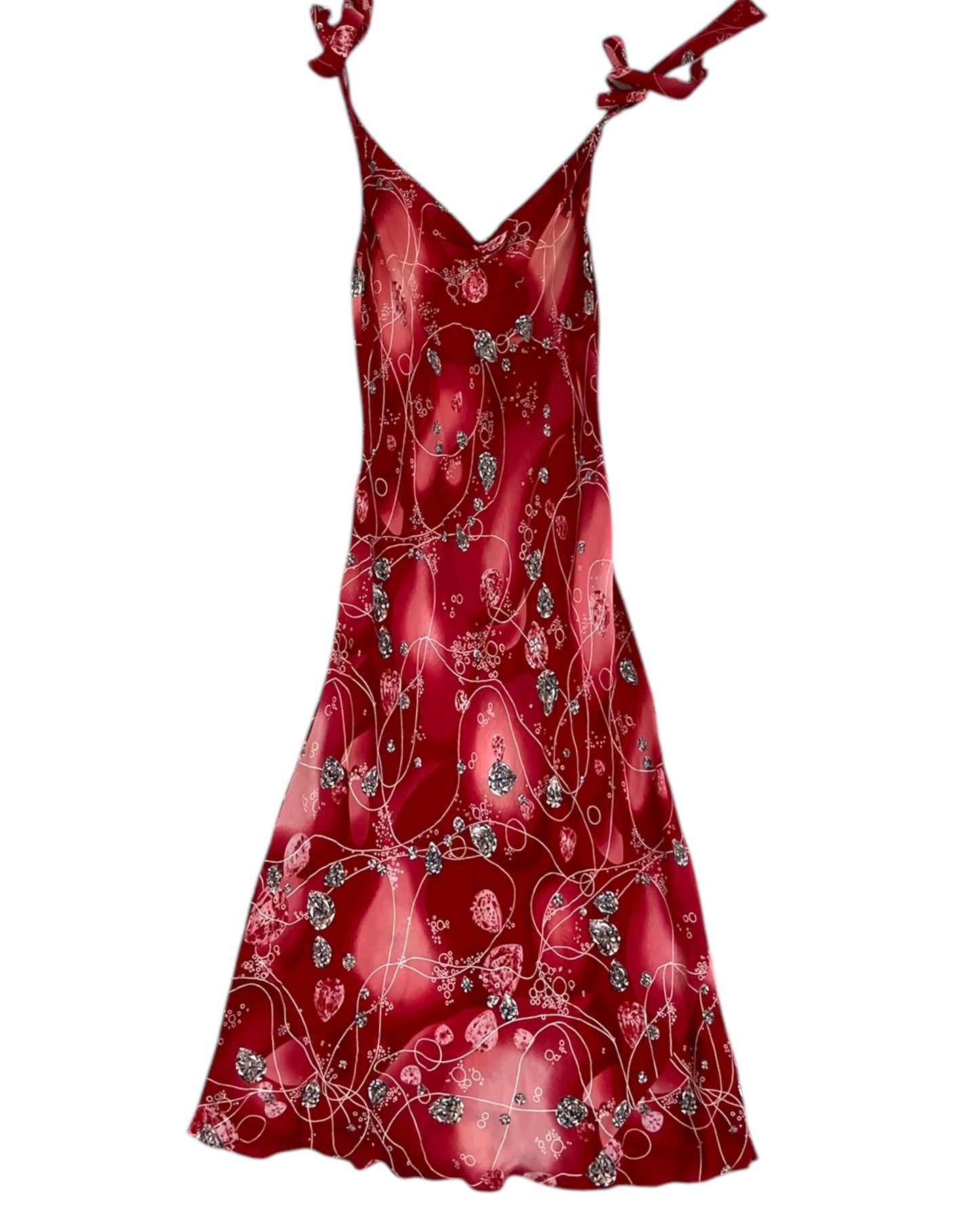 Vintage Diane Von Furstenberg Red Diamond Slip Dress