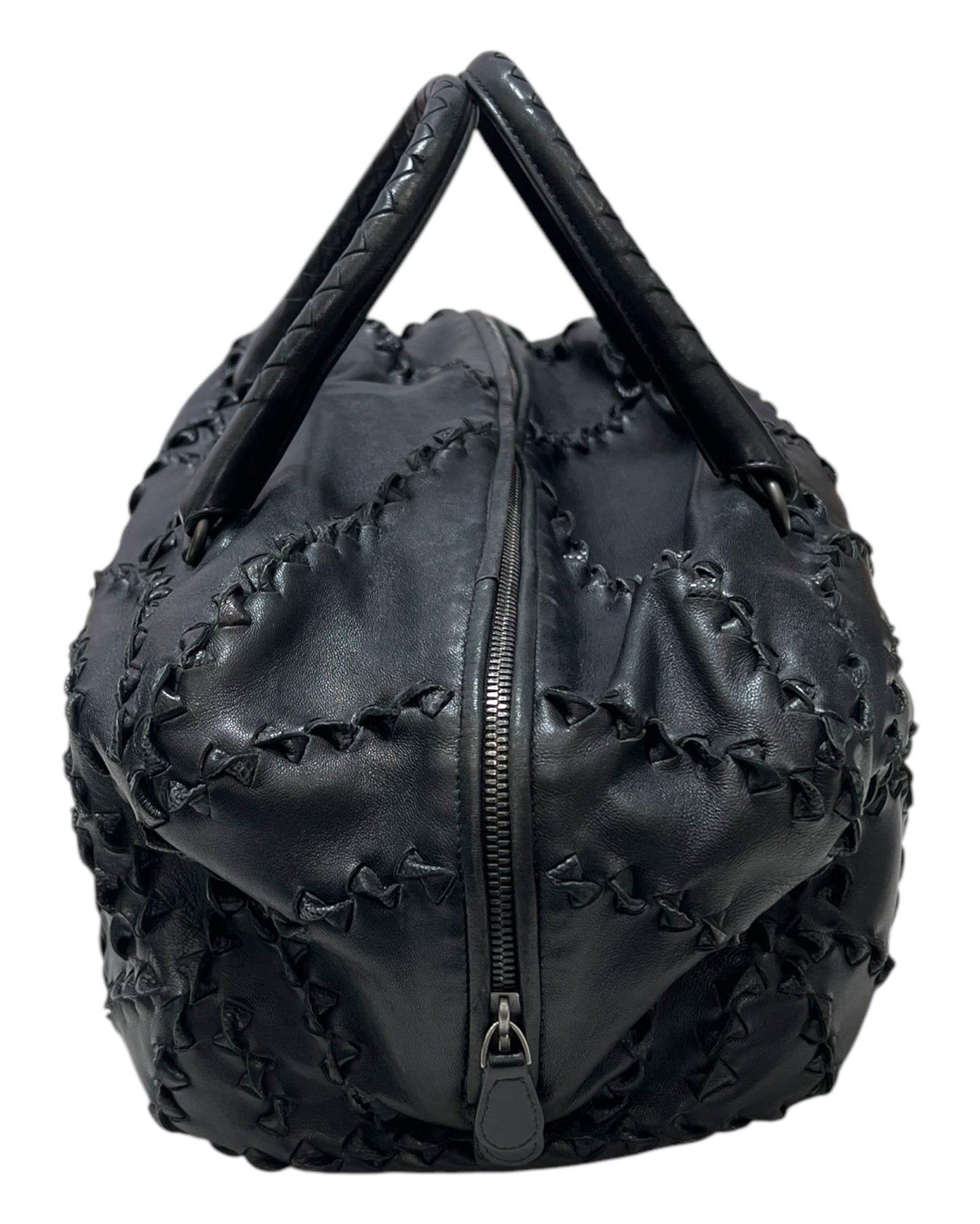 Vintage 2009 Bottega Veneta Karung Woven Black Leather Bag