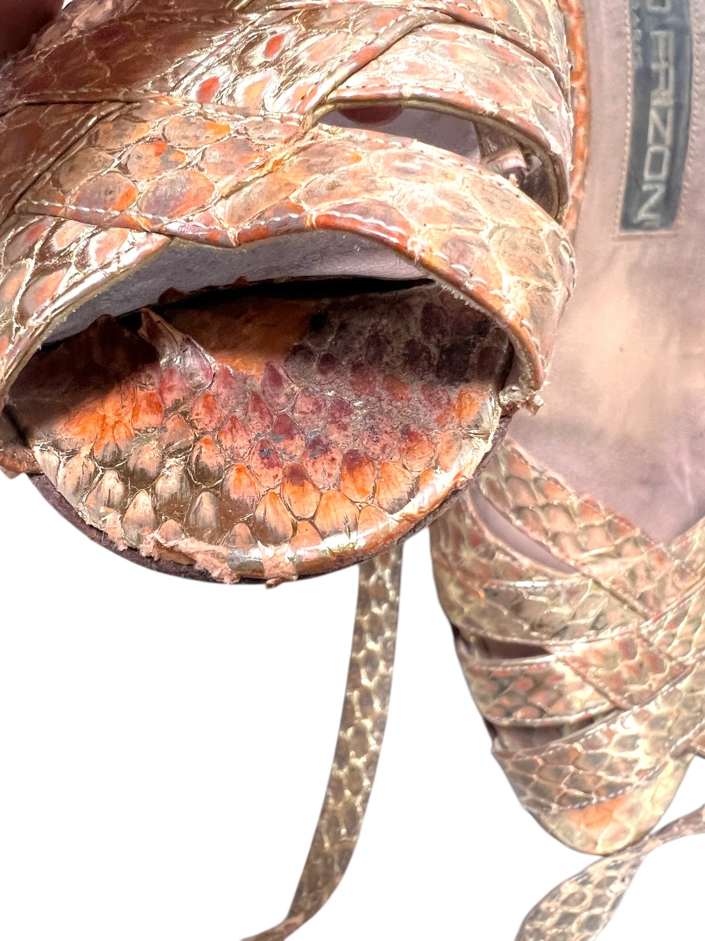 Vintage Maud Frizon Snake Skin Strappy Heels