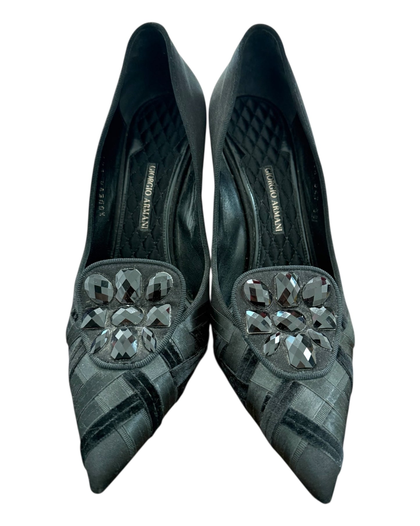 Vintage Giorgio Armani Embellished Satin Pumps