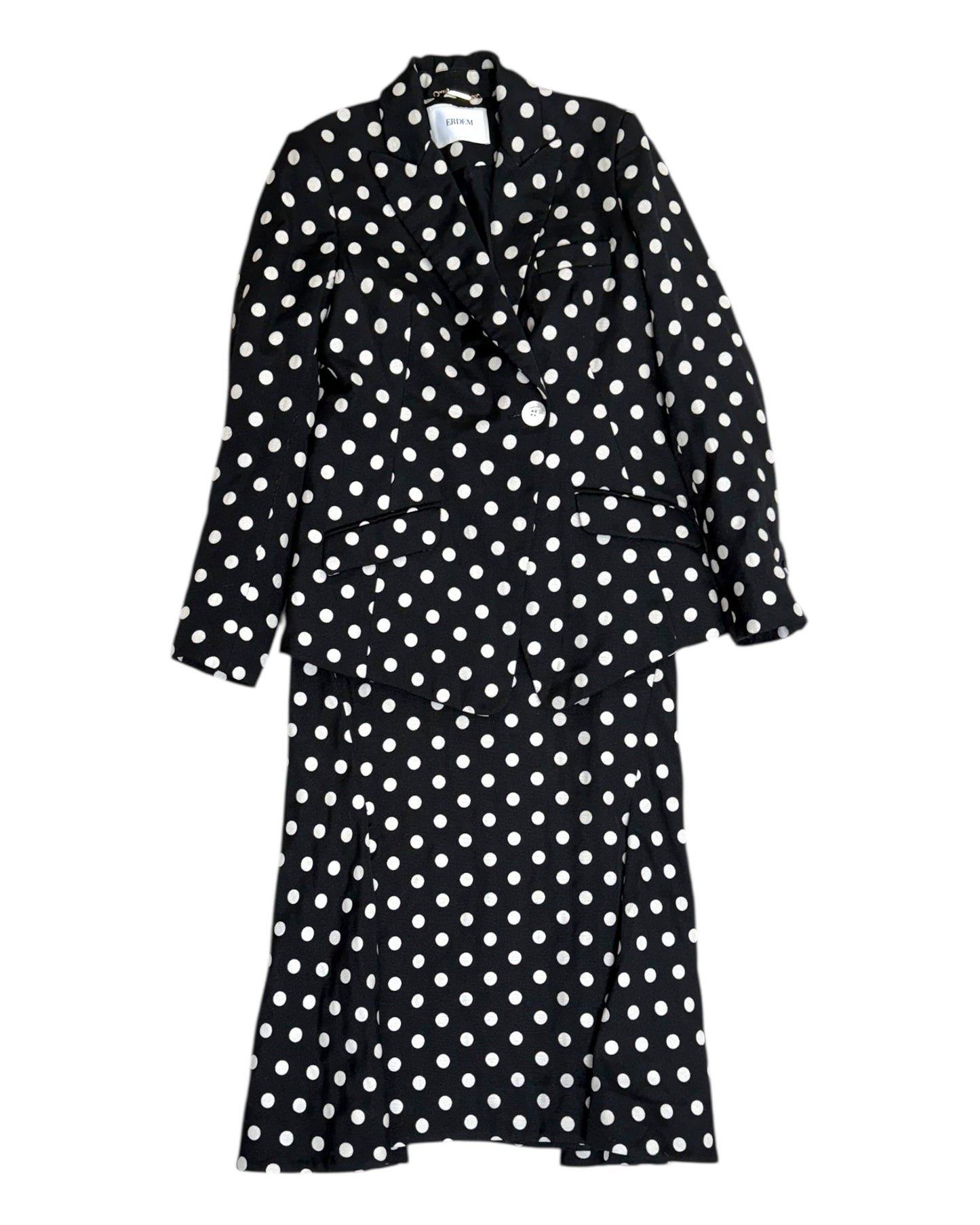 Pre-Loved ERDEM Black Polka Dot Skirt Suit