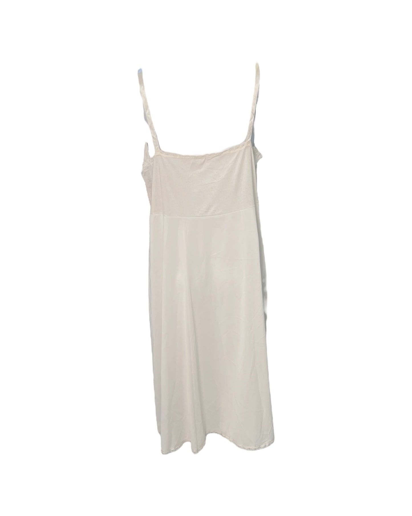 Vintage Ecru Lace-Trimmed Lingerie Slip Dress