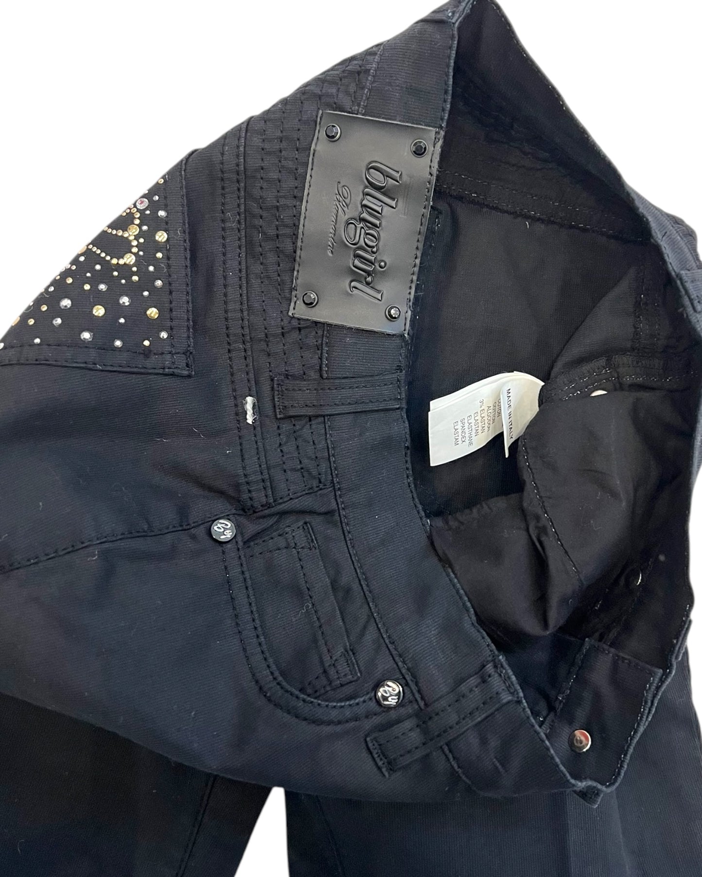 Vintage Blugirl by Blumarine Black Embellished Straight-Leg Jeans