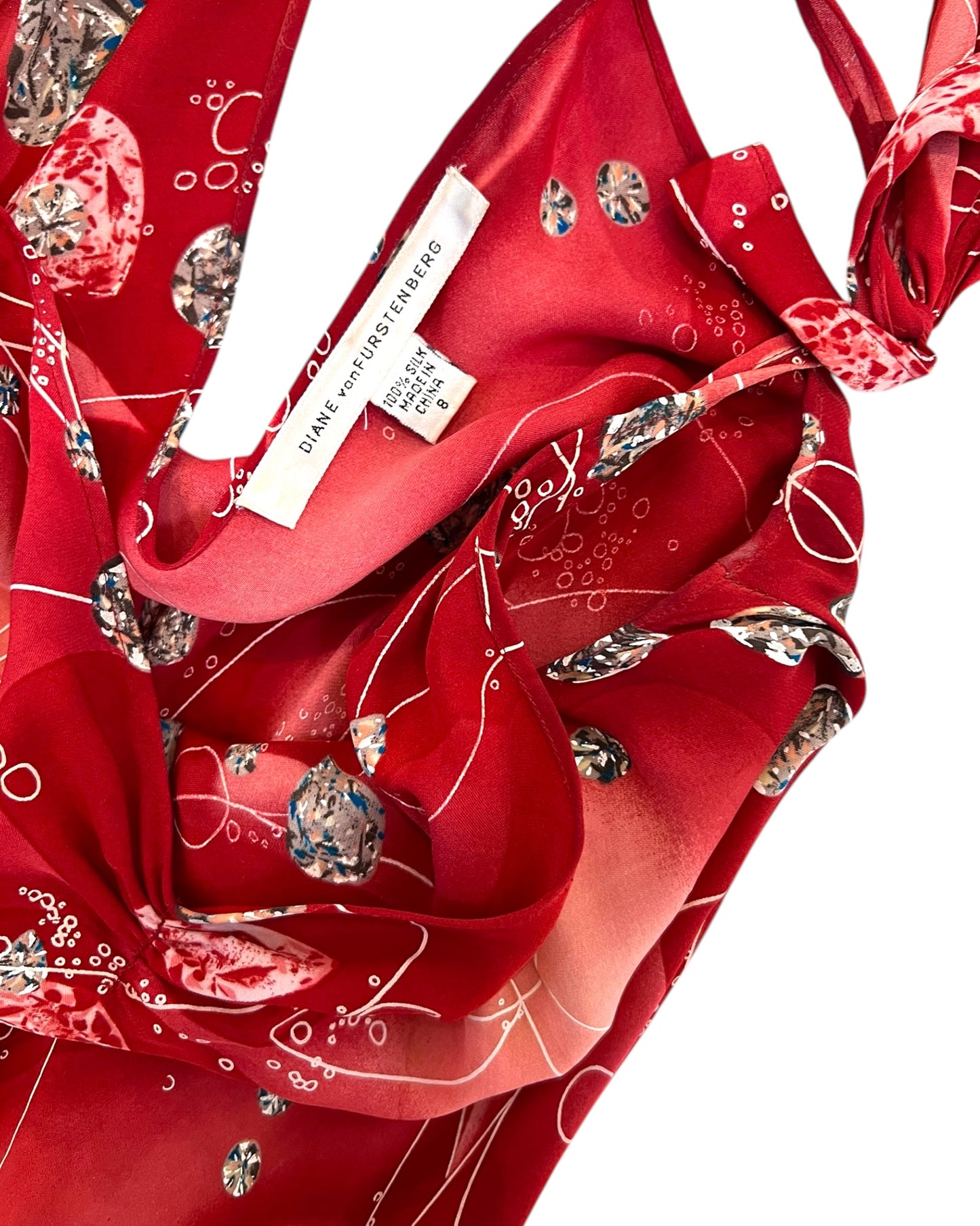 Vintage Diane Von Furstenberg Red Diamond Slip Dress