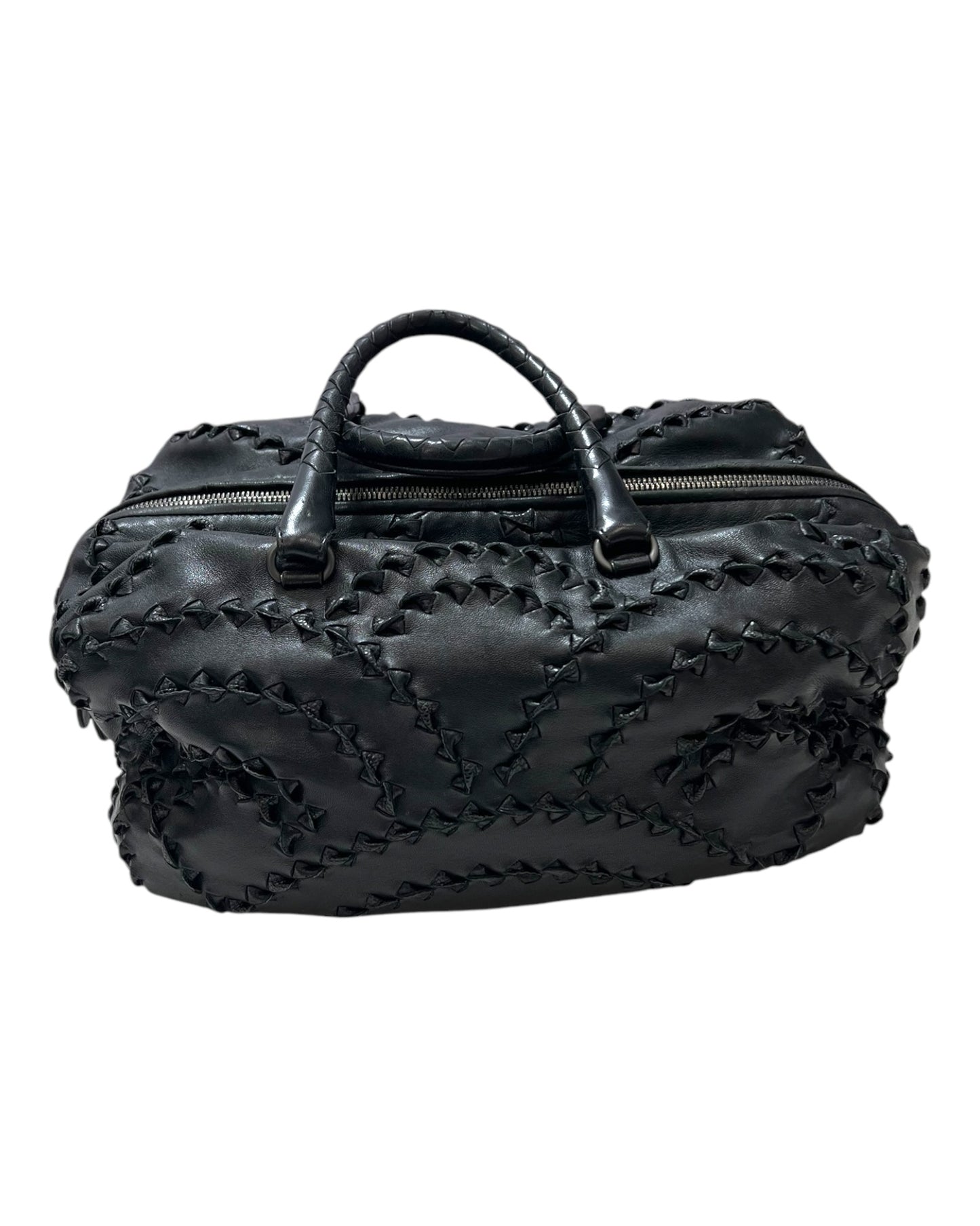Vintage 2009 Bottega Veneta Karung Woven Black Leather Bag