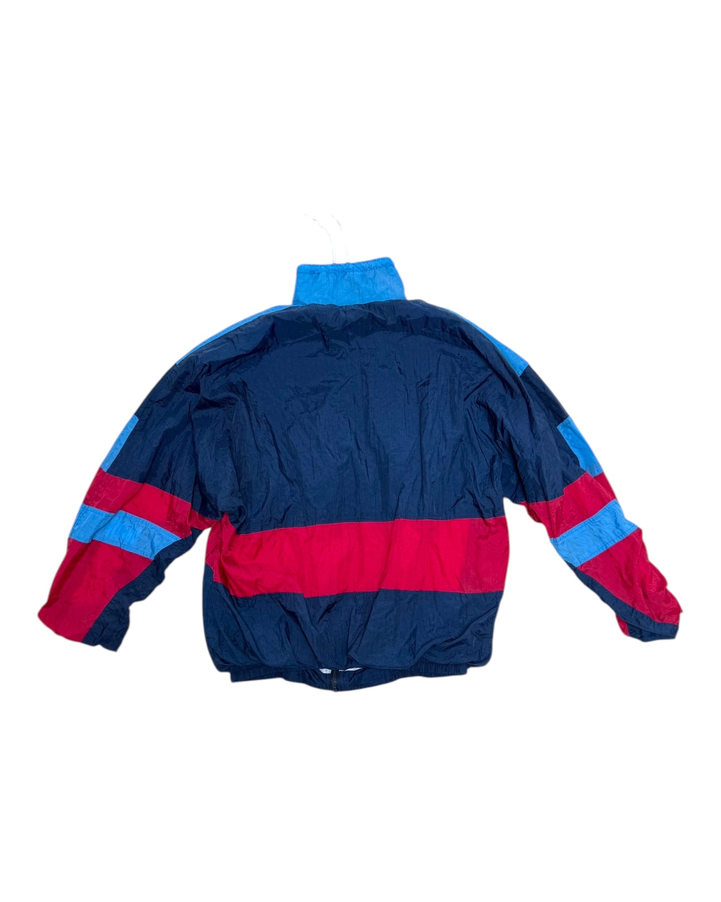 Vintage 1990s Navy Blue, Blue, and Red Windbreaker Jacket
