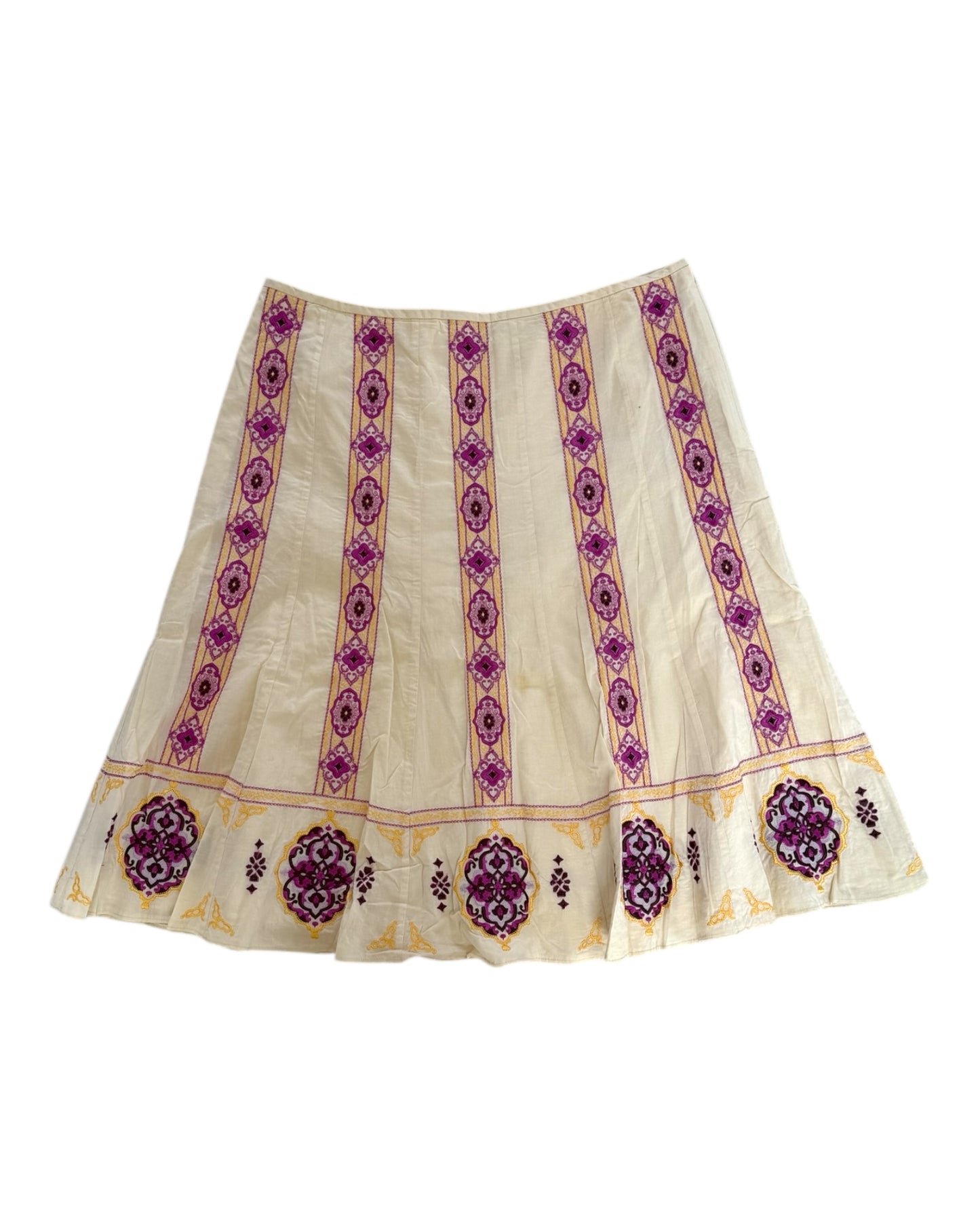 Vintage Ecru and Purple Medallion Skirt