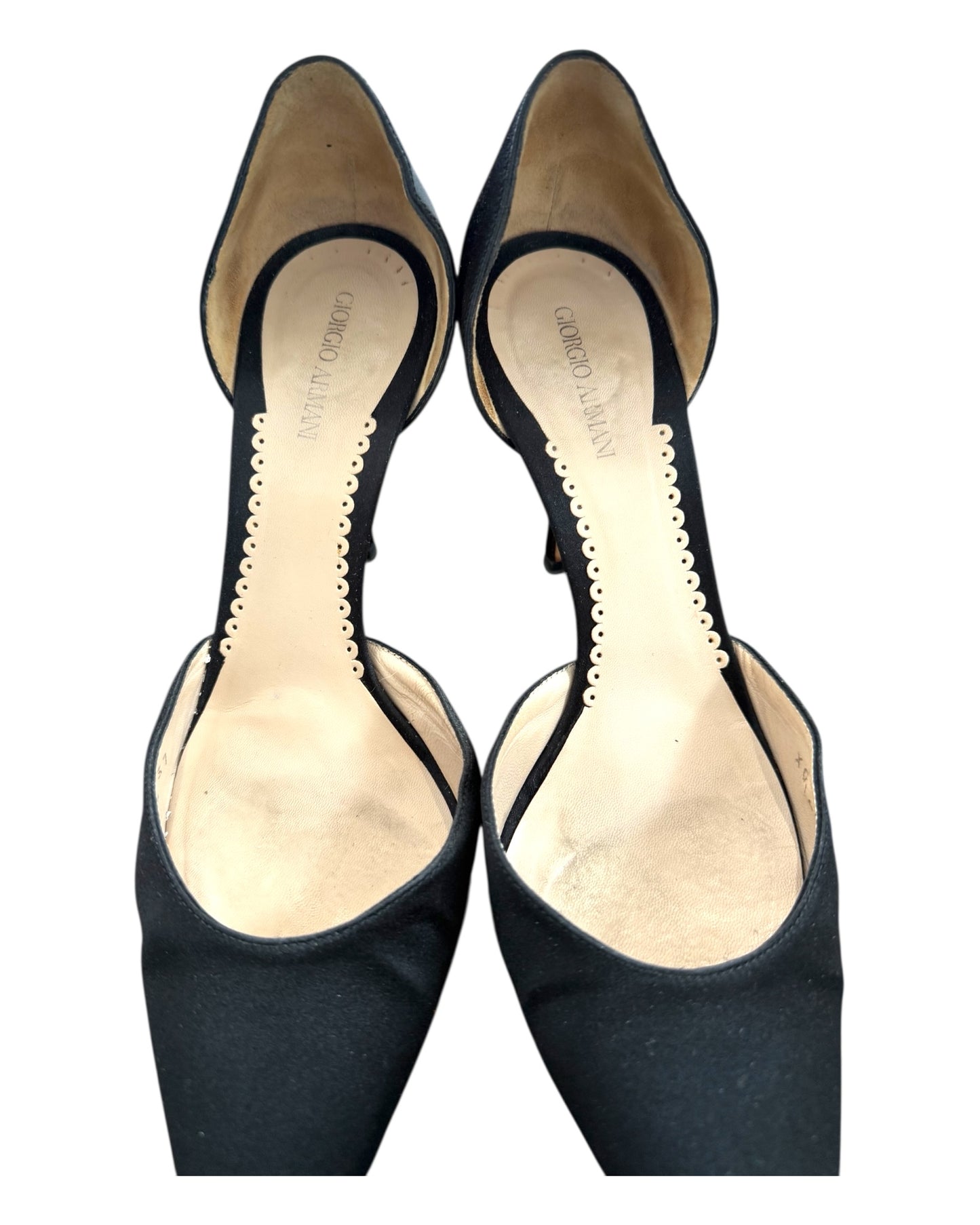 Vintage Giorgio Armani Satin Pointed-Toe Black Pumps